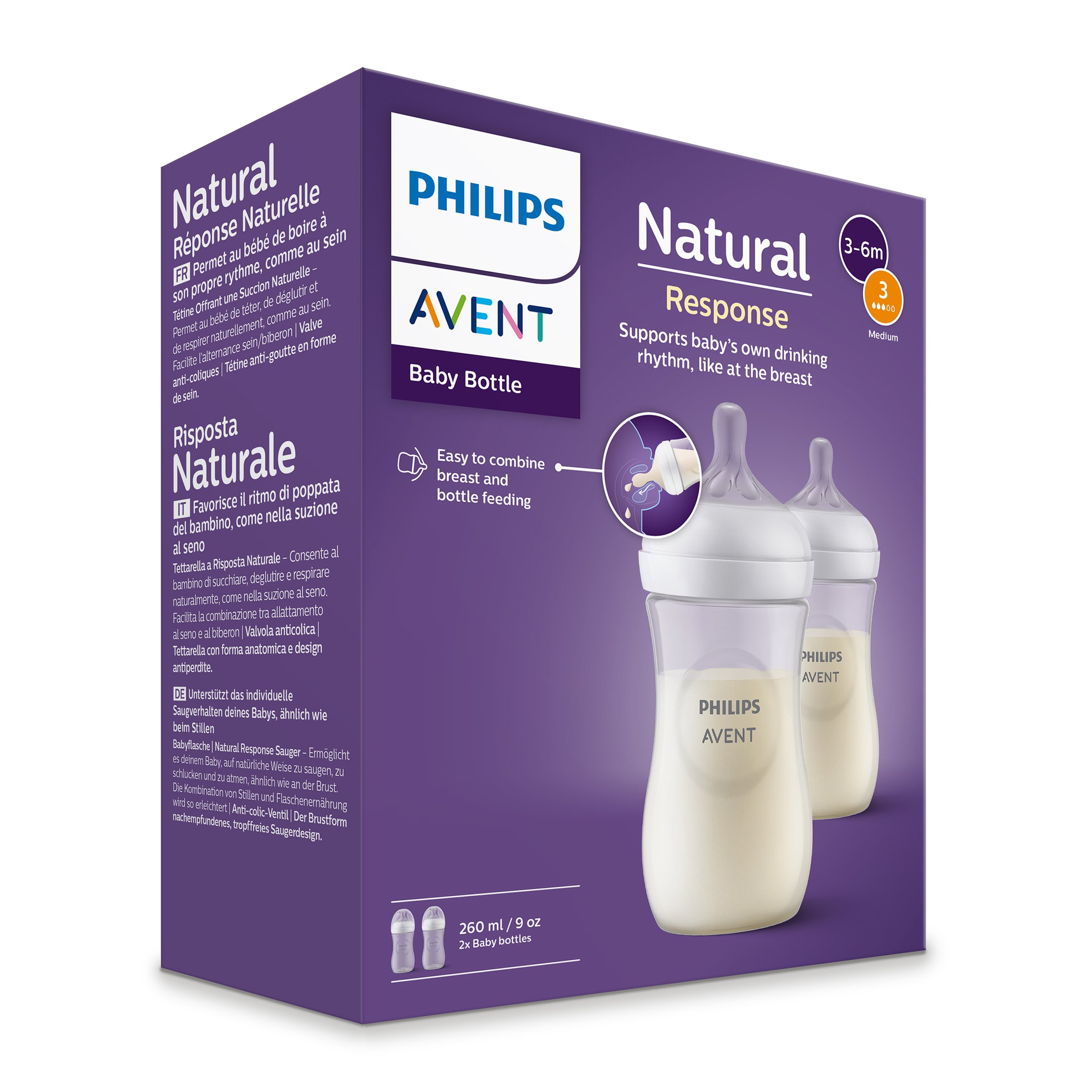 Avent Natural Response Baby Bottles 260ml - 2 packs - Image 11