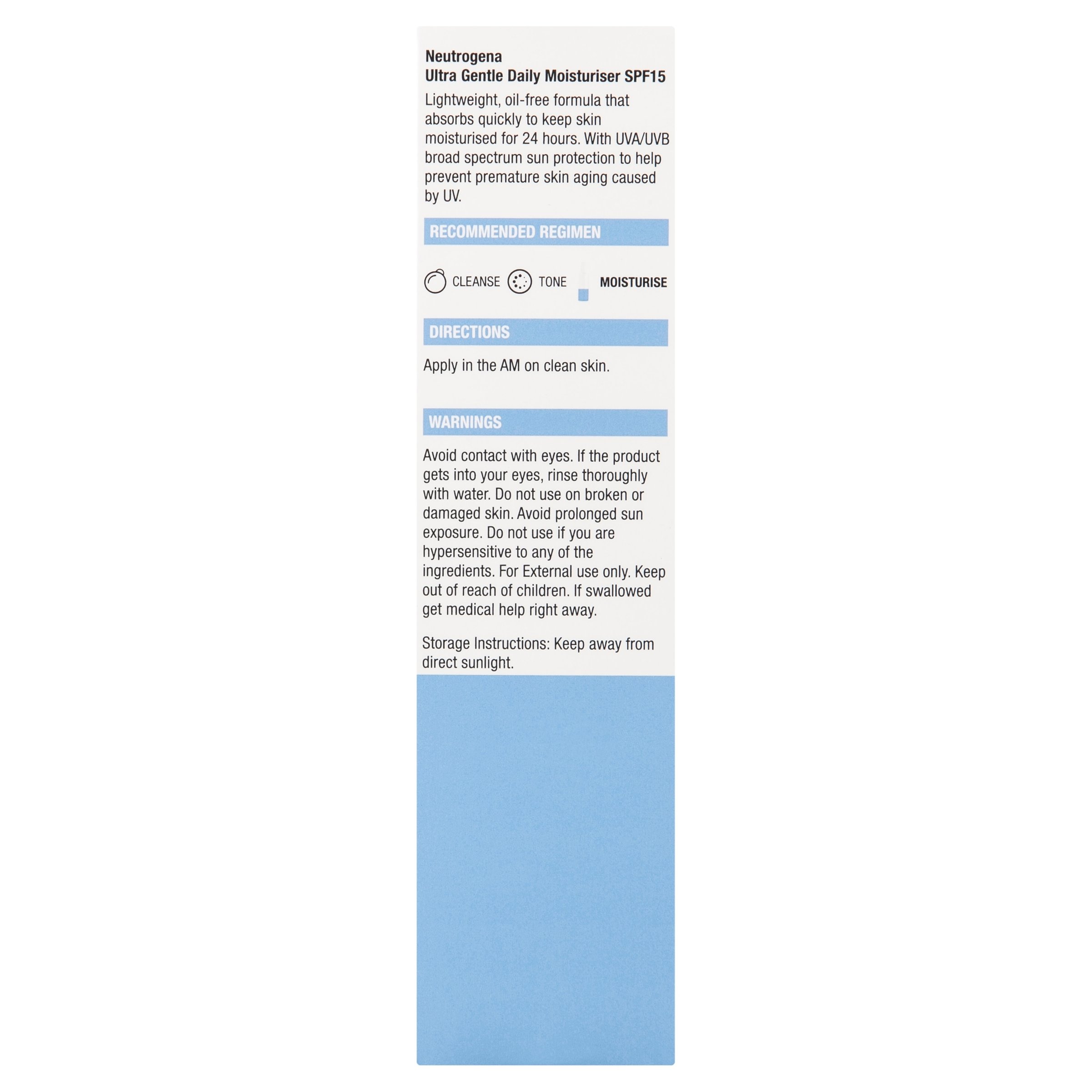 Neutrogena Ultra Gentle Moisturiser SPF15 - 100ml - Image 2