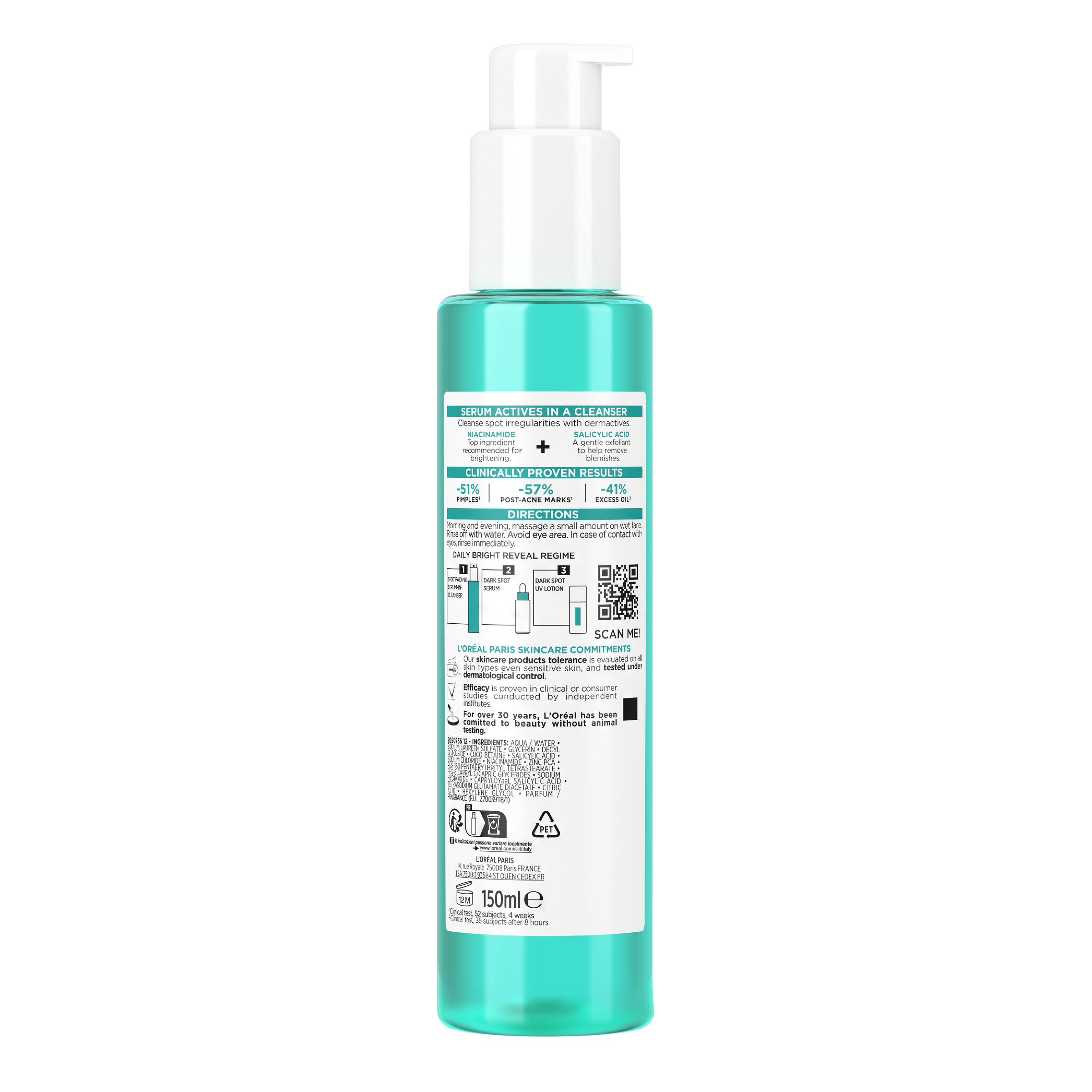 L'Oreal Paris Revitalift Bright Reveal Niacinamide Cleanser 150ml - Image 2