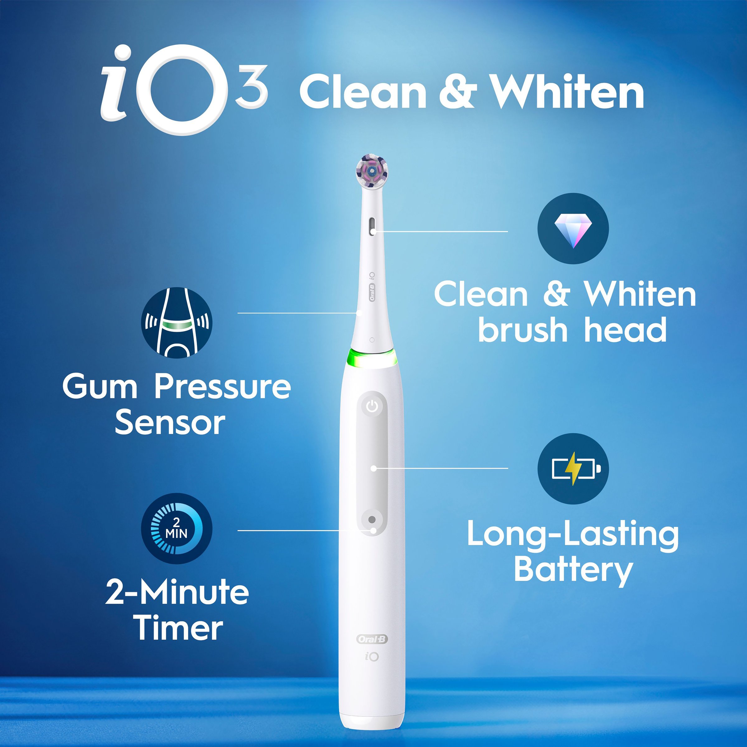 Oral-B iO 3 Clean & Whiten Quite White Electric Toothbrush 1 each - Image 8