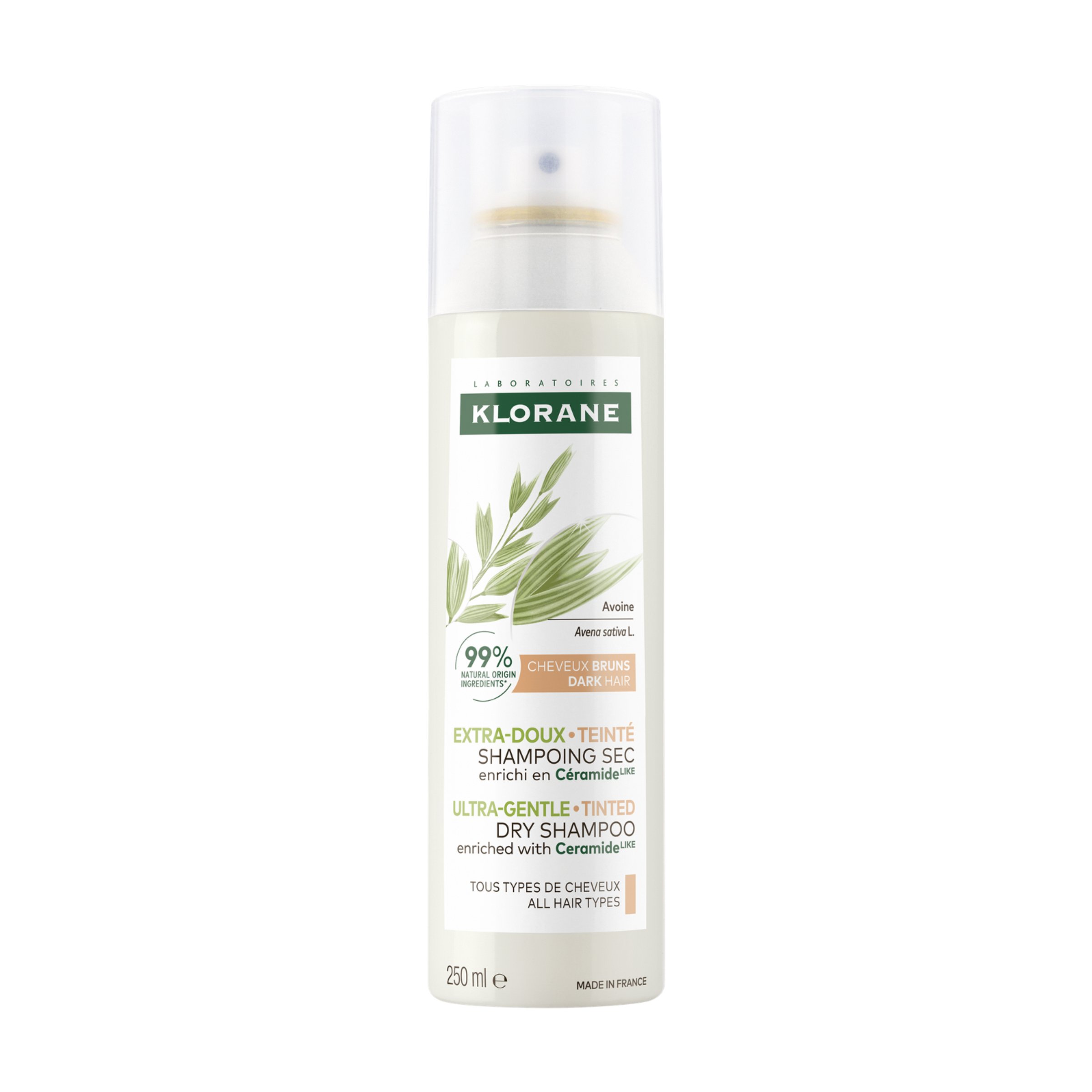 Klorane Dry Shampoo With Oat & Ceramide Dark Hair Tinted 250ml - Image 1