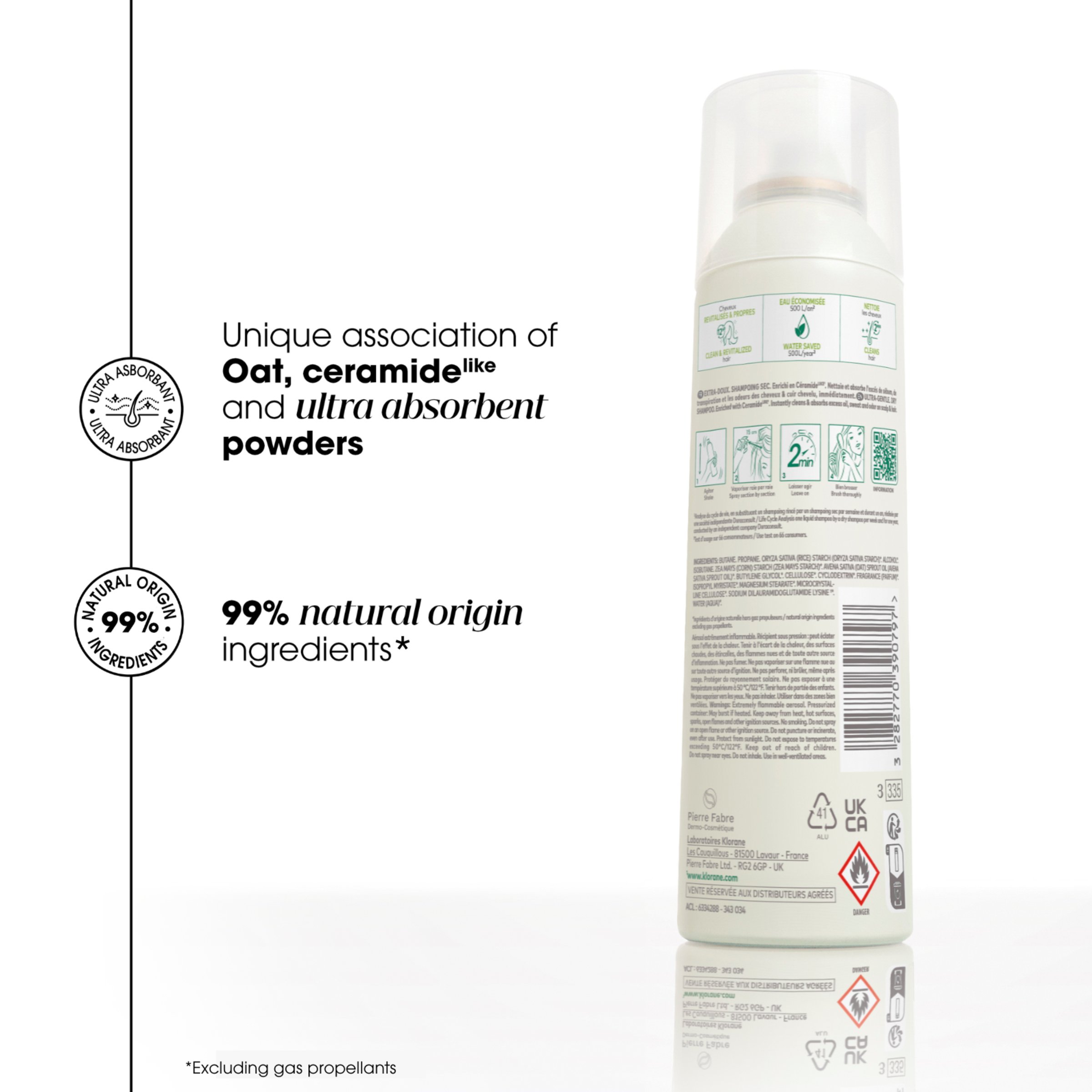 Klorane Dry Shampoo With Oat & Ceramide Dark Hair Tinted 250ml - Image 6
