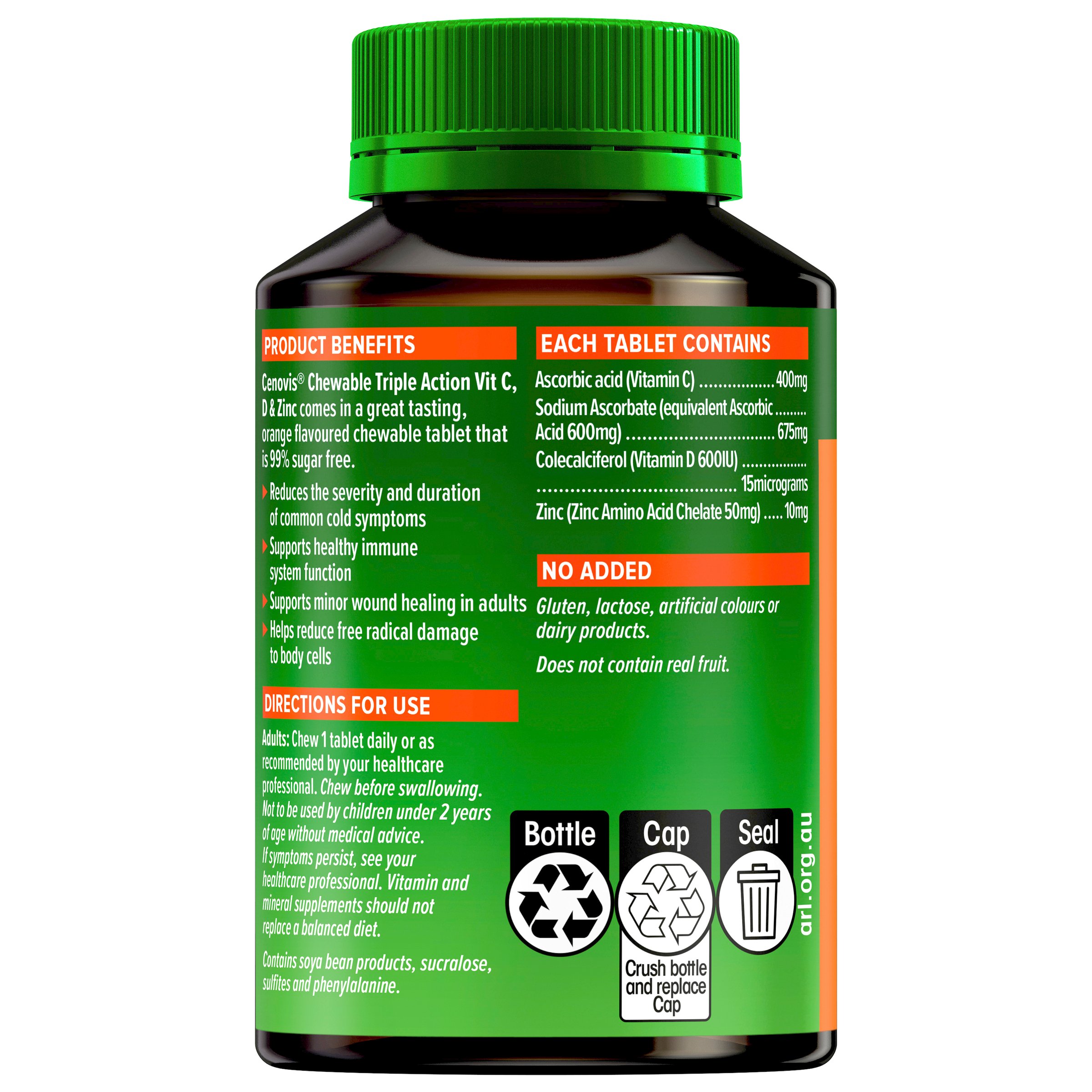 Cenovis Chewable Triple Action Vitamin C, D & Zinc 60 tablets - Image 3