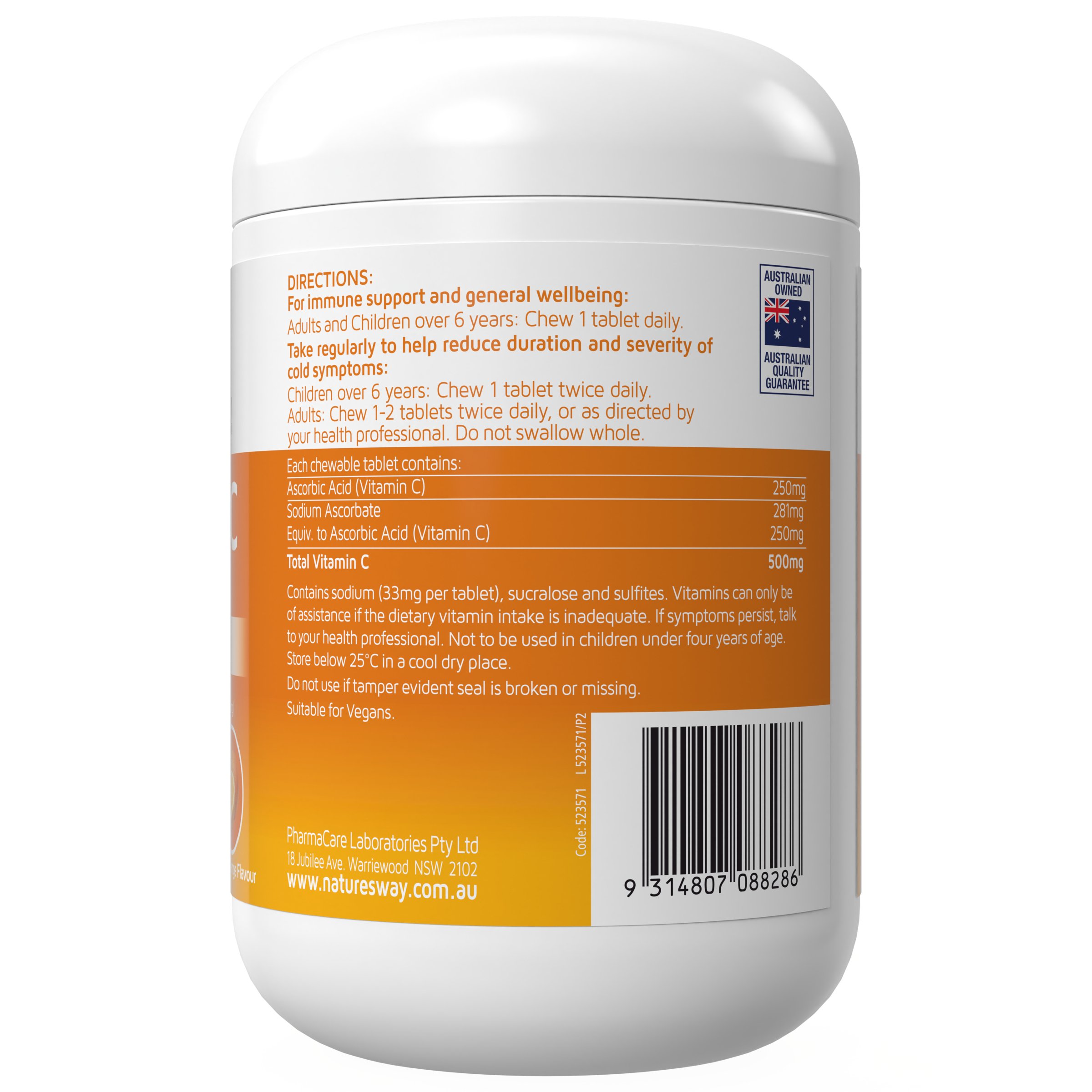 Nature's Way Vitamin C 500mg 320 chewable tablets - Image 2
