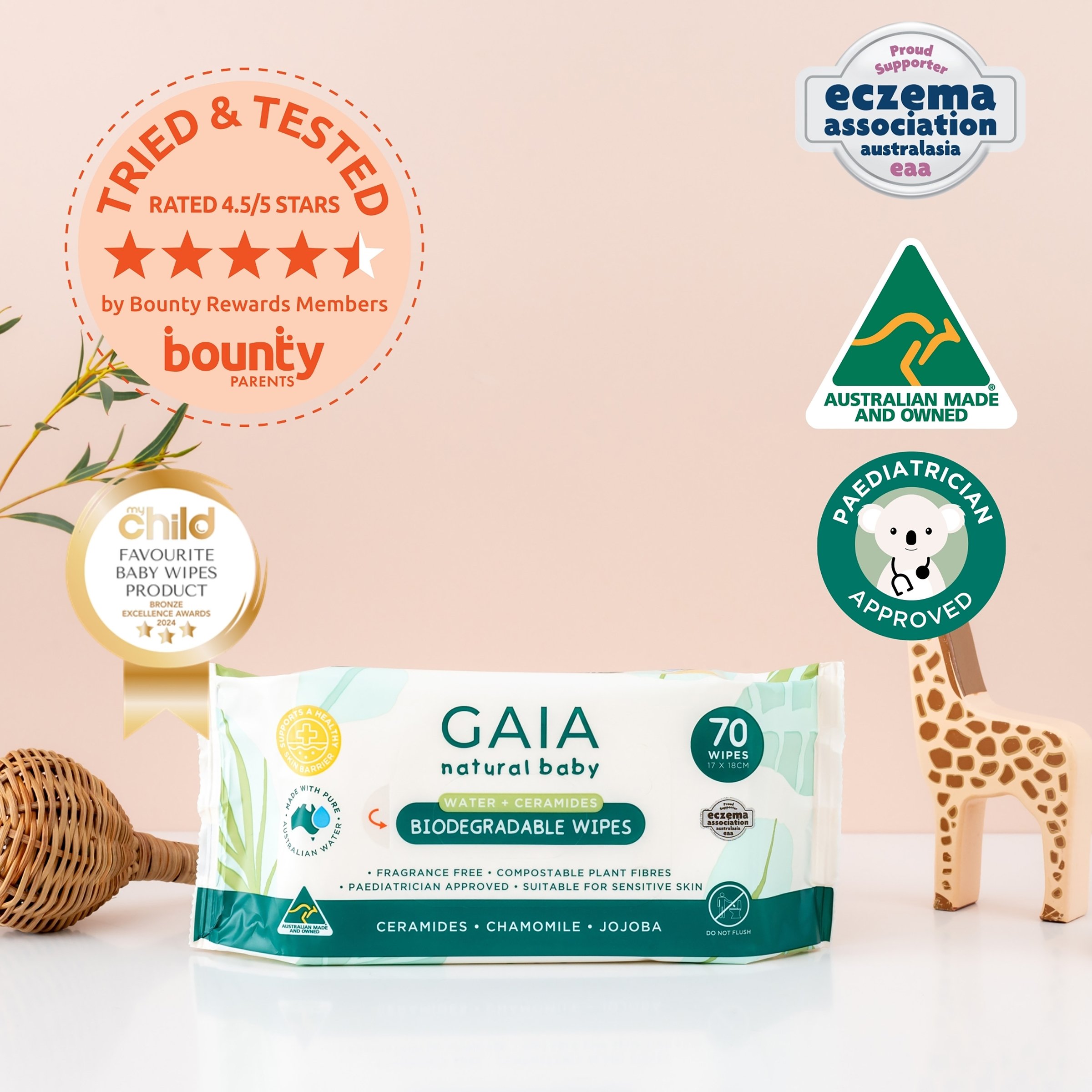Gaia Biodegradable Water Wipes 70 wipes - Image 10