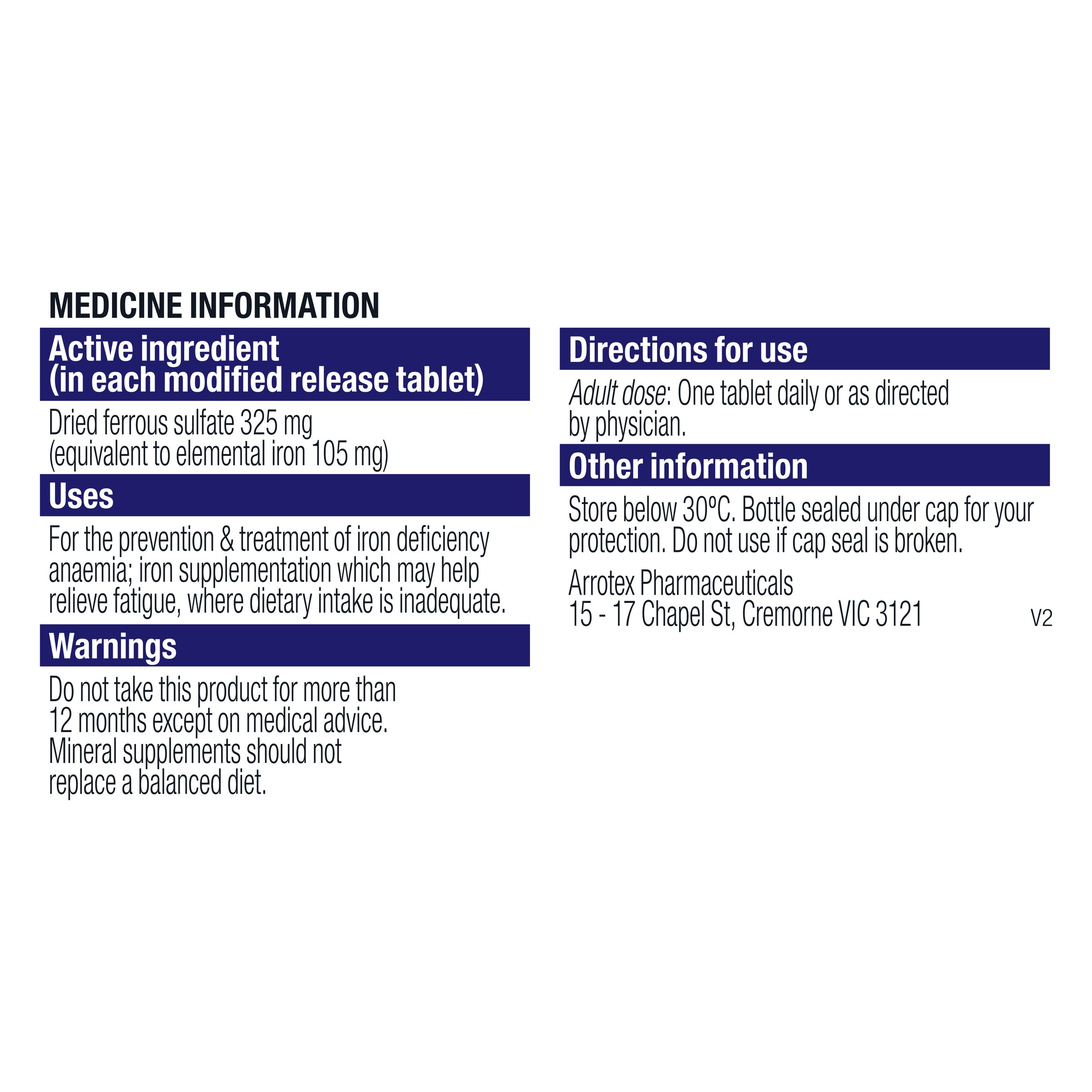 Ferro-grad PR 325mg 30 tablets - Image 2