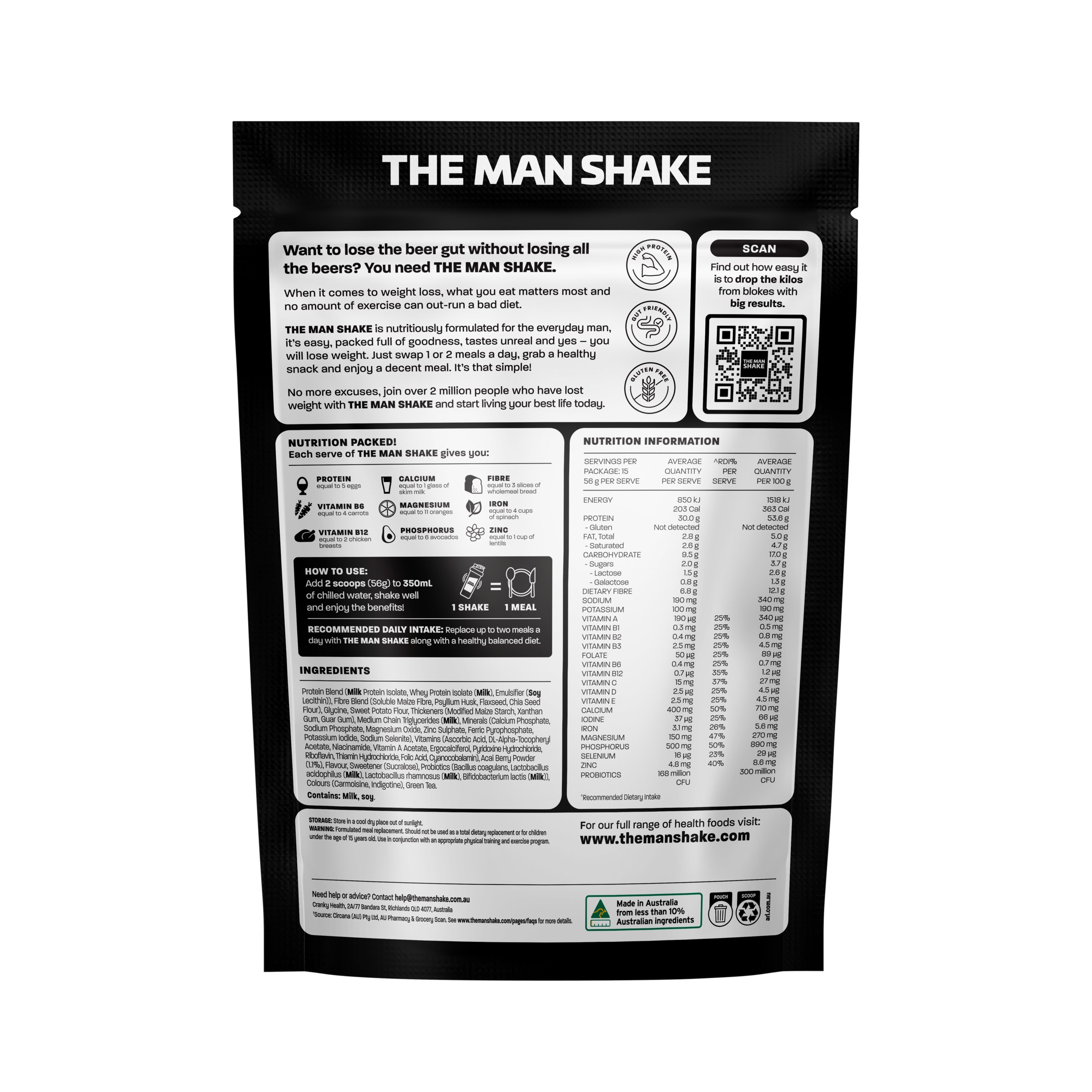 The Man Shake Meal Replacement Mixed Berries 840g - Image 2