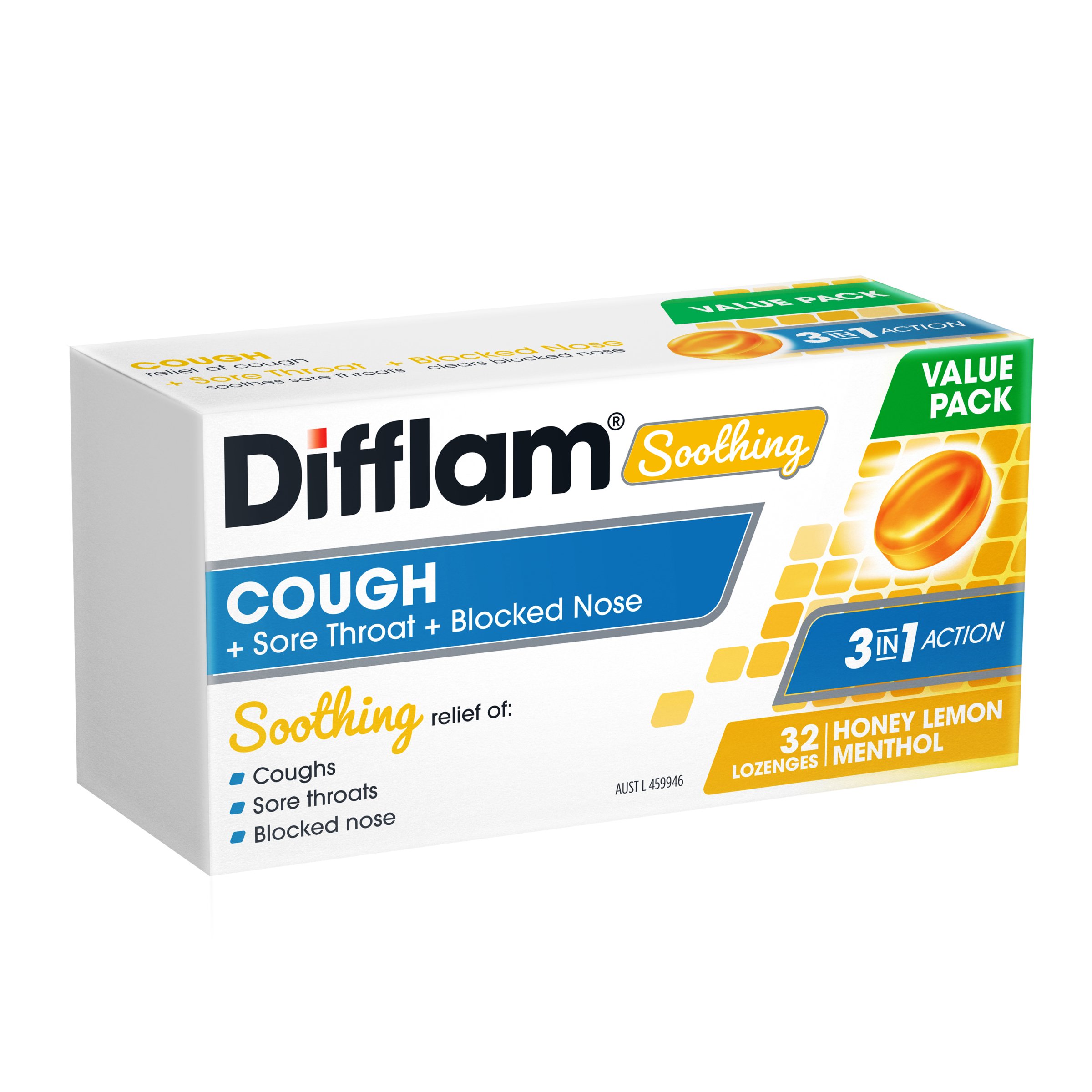 Difflam Soothing Cough + Sore Throat + Blocked Nose 32 Lozenges - Image 7