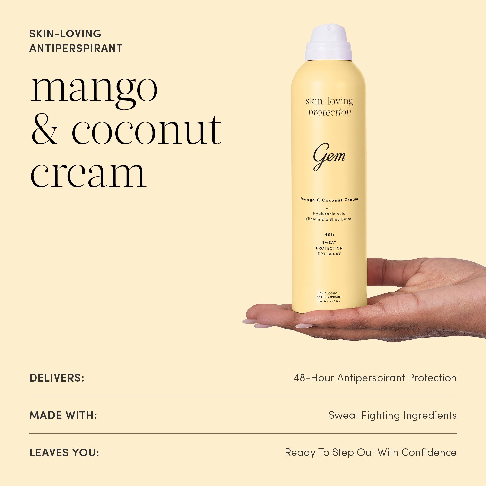 Gem Skin-Loving Deodorant Mango & Coconut Cream 127g - Image 3