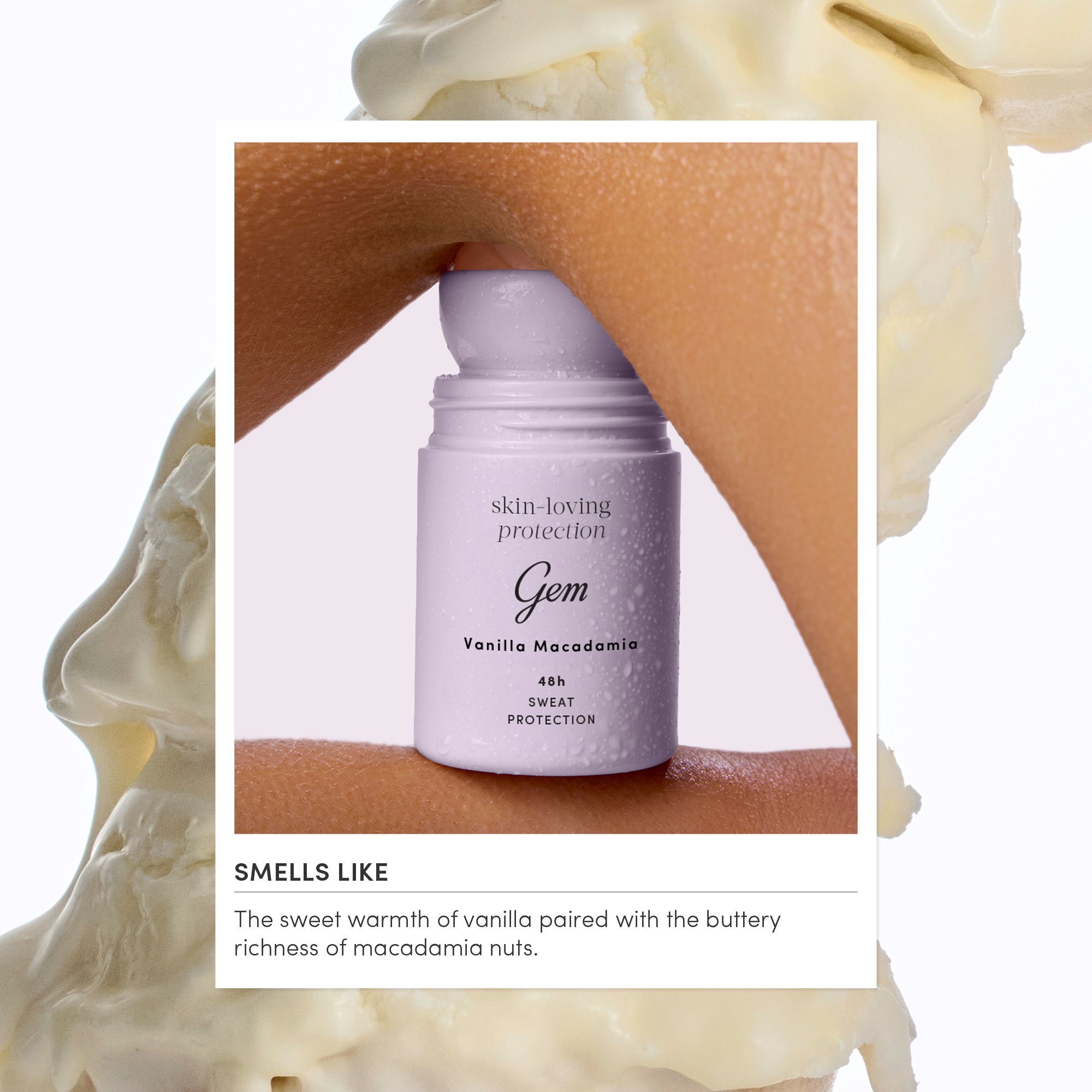 Gem Skin-Loving Roll On Deodorant Vanilla Macadamia 50ml - Image 4