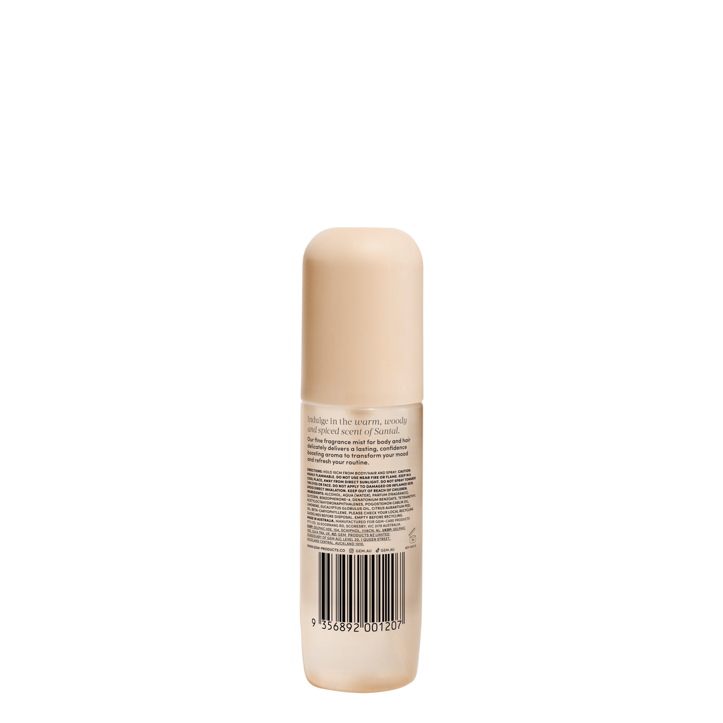 Gem Fragrance Mist For Body & Hair Santal 90ml - Image 2