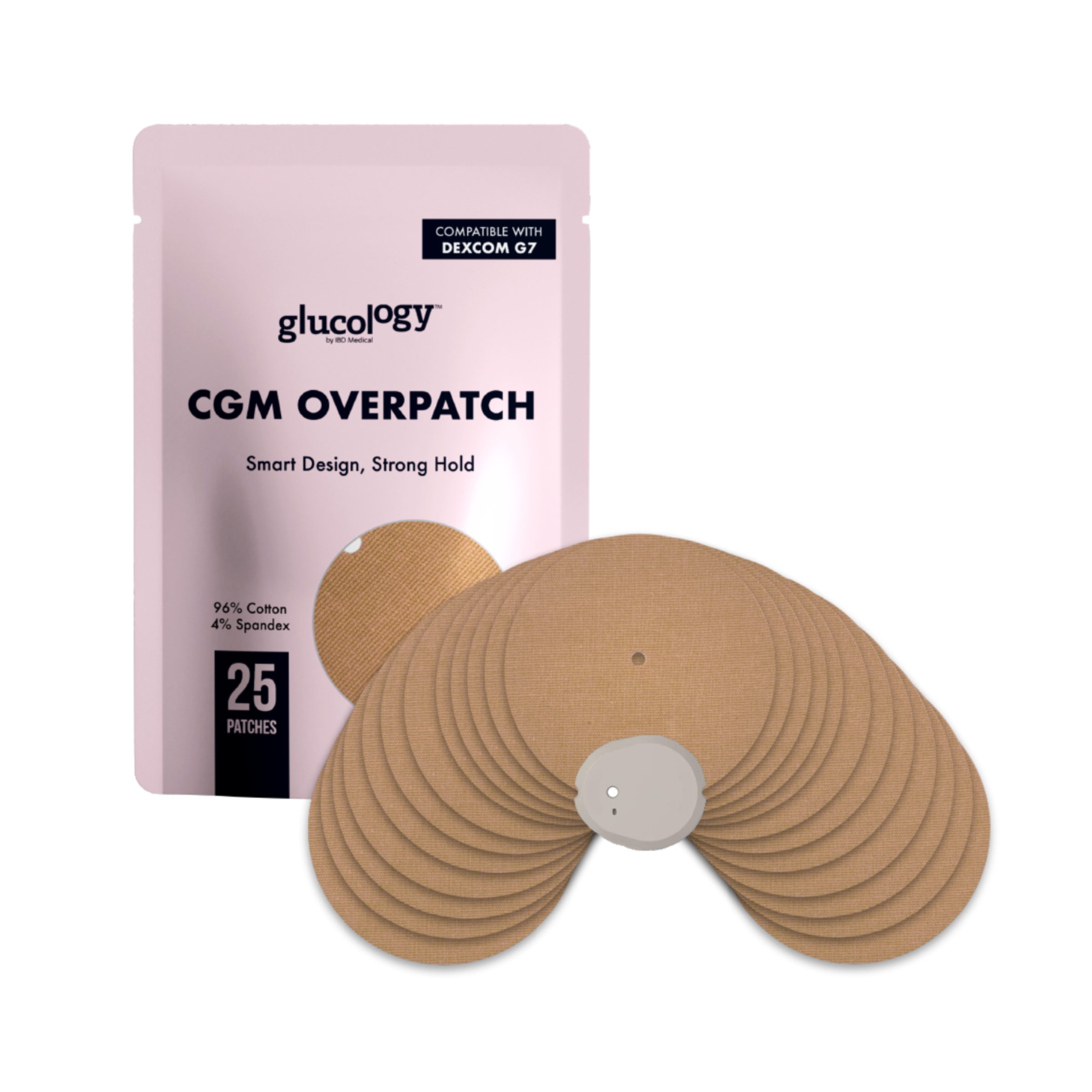 Glucology CGM Patches for Dexcom G6 Beige 25 pack - Image 1