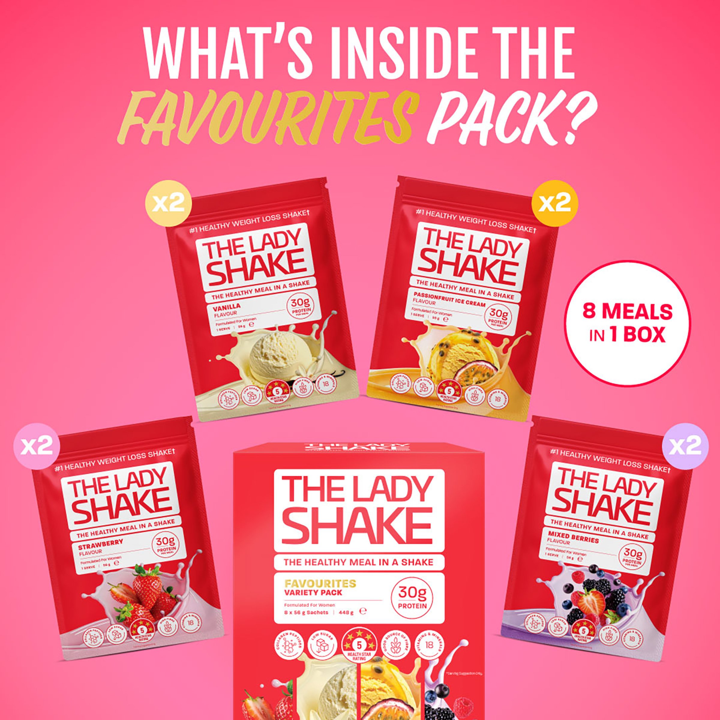 The Lady Shake Meal Replacement Favourites Variety Pack 8 pack - Image 4