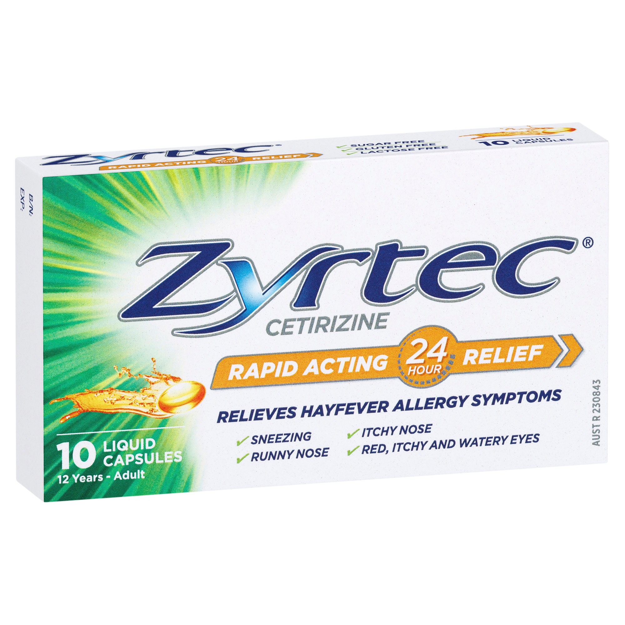 Zyrtec Rapid Acting Hayfever Allergy Relief Antihistamine 10 liquid capsules - Image 6
