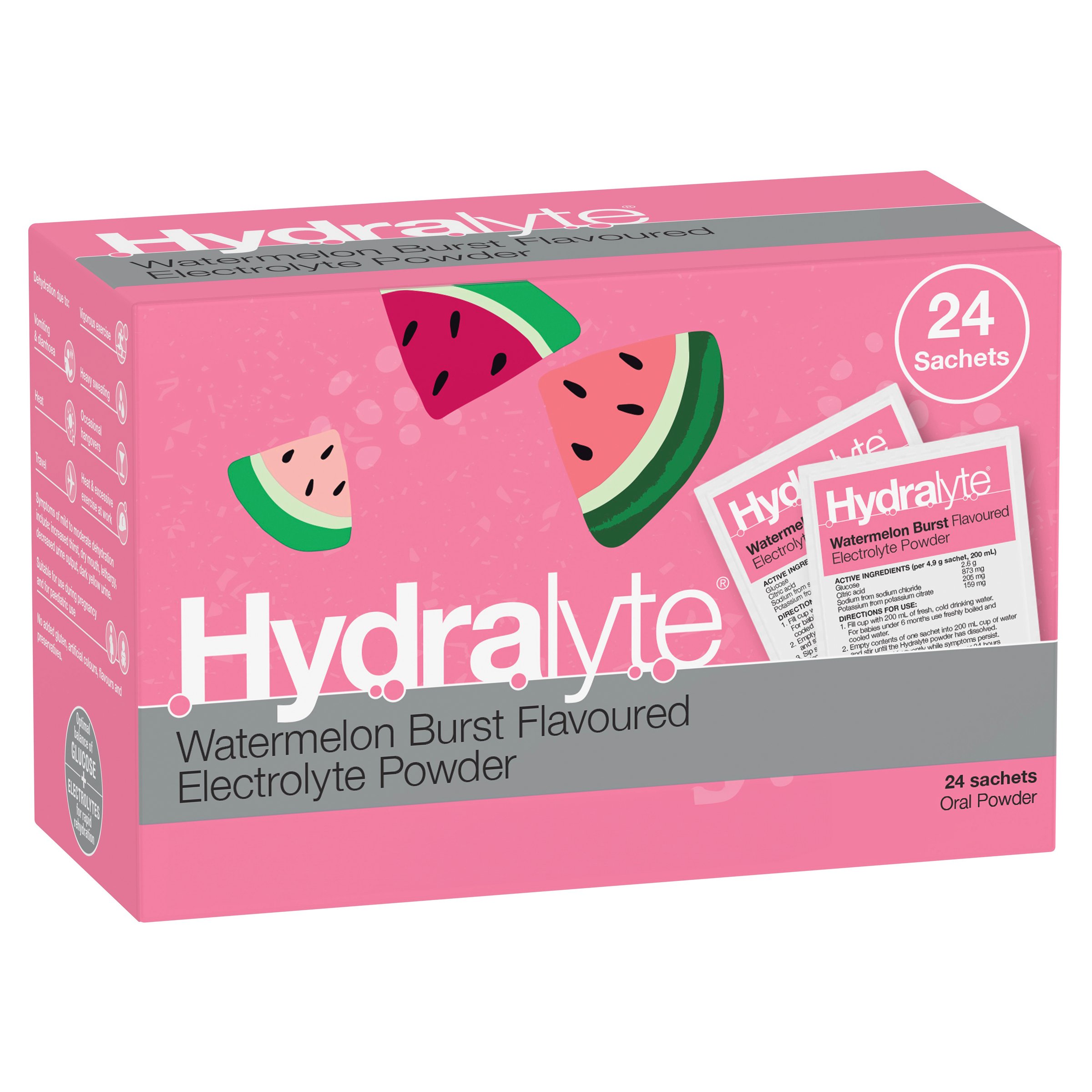 Hydralyte Electrolyte Powder Watermelon Burst 24 sachets - Image 11