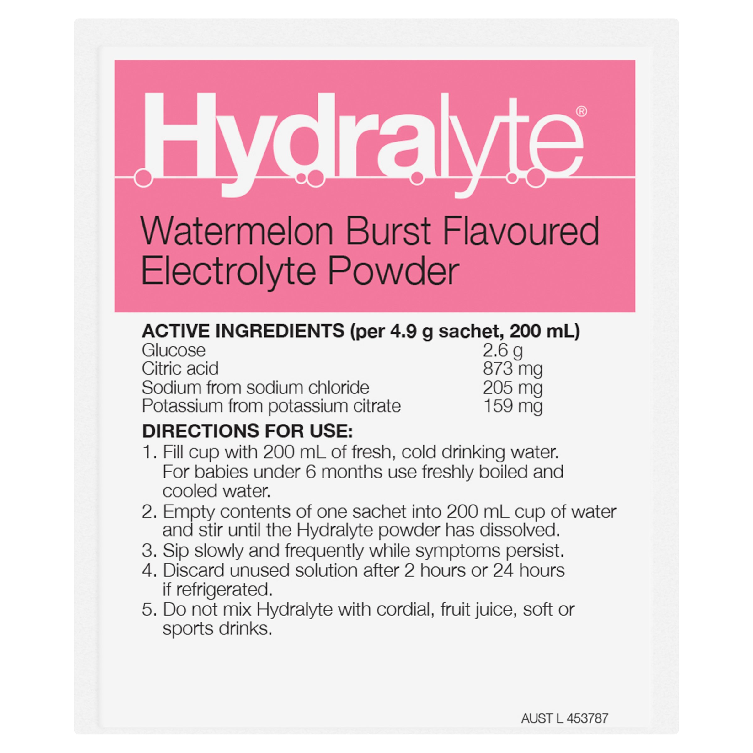 Hydralyte Electrolyte Powder Watermelon Burst 24 sachets - Image 8