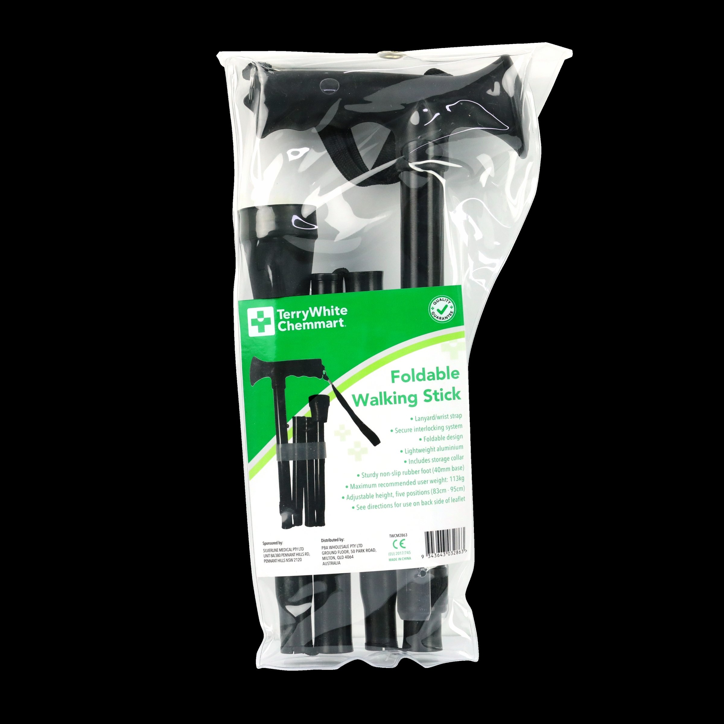 TerryWhite Chemmart Foldable Walking Stick 1 pack