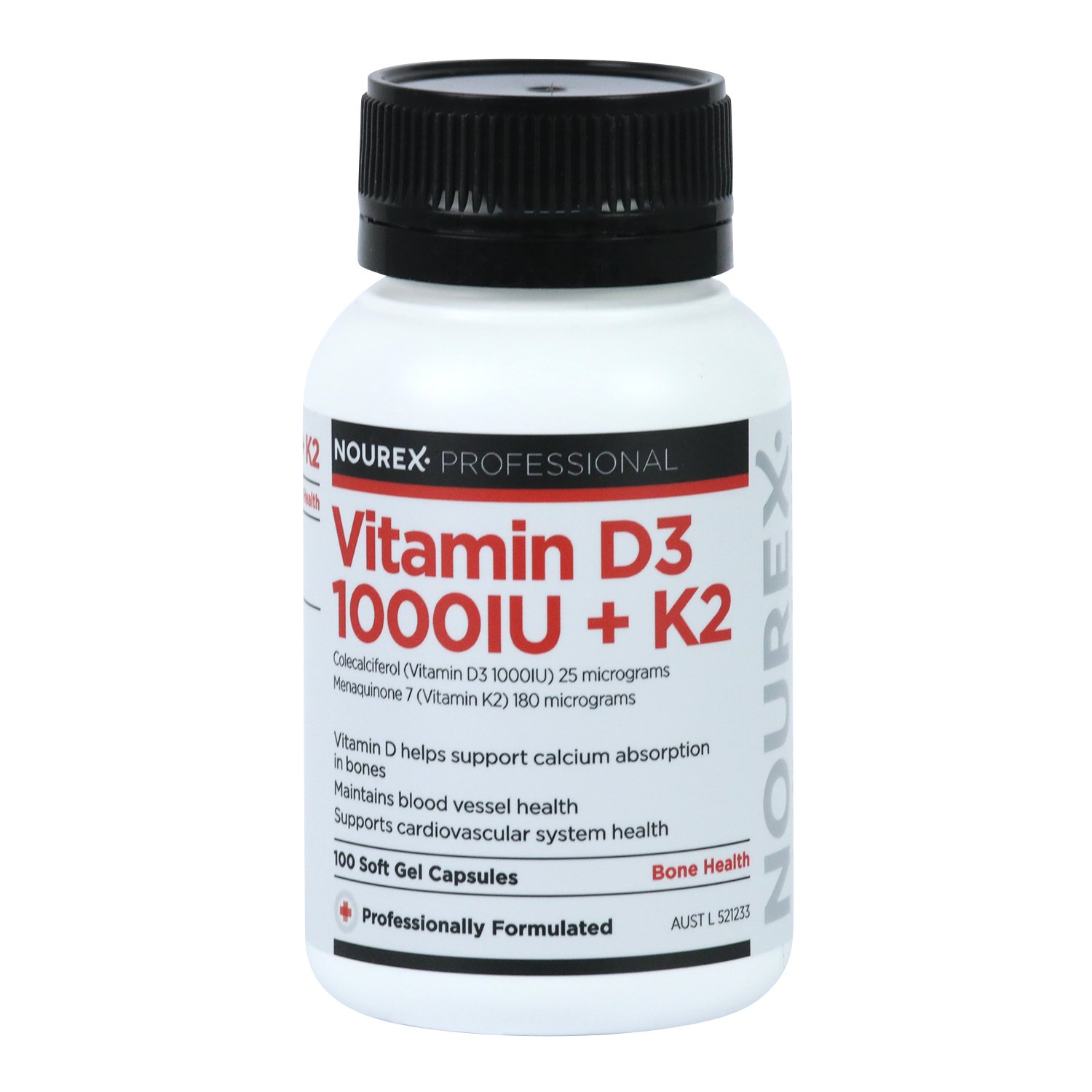 Nourex Professional Vitamin D3 1000IU + K2 - 100 capsules