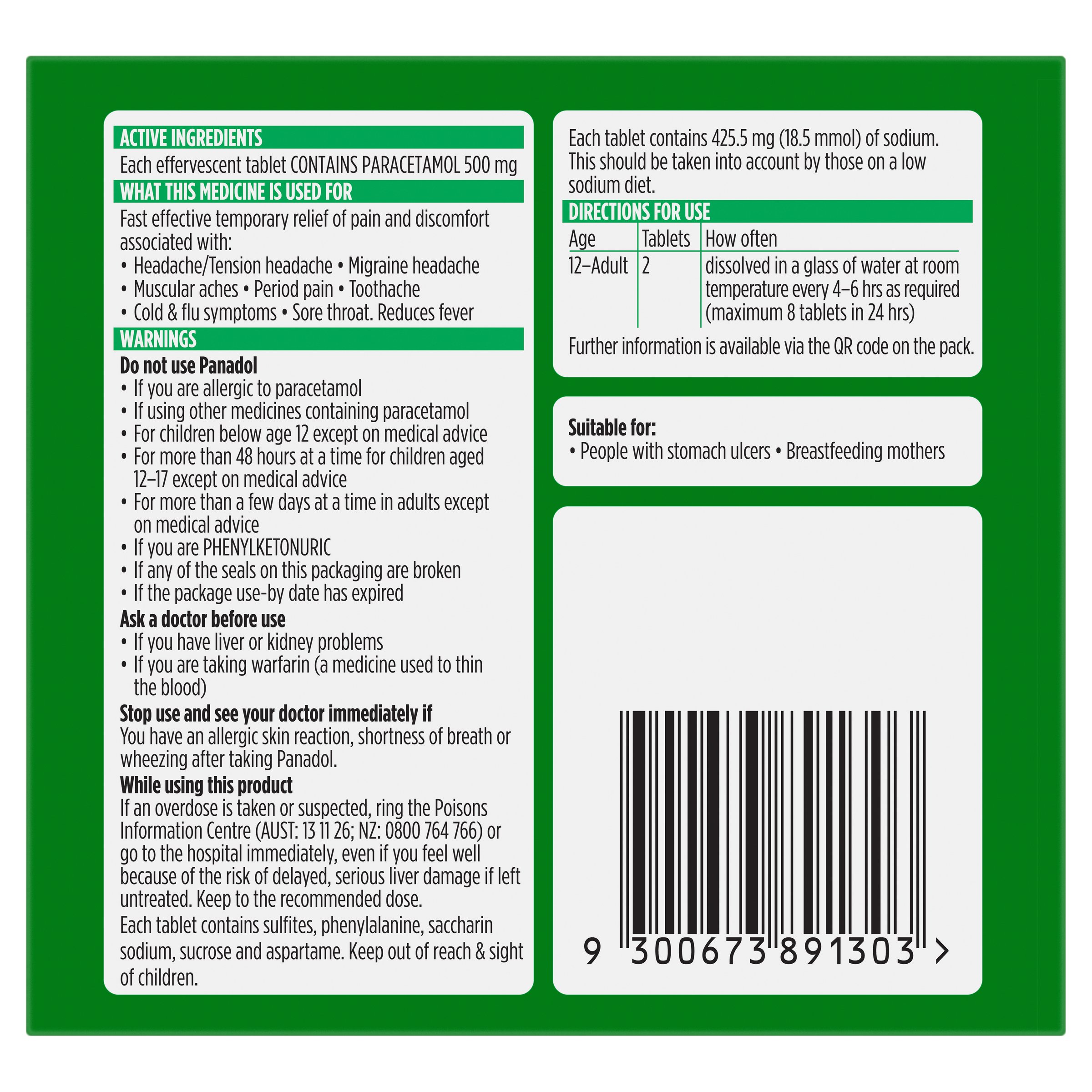 Panadol Rapid Soluble Effervescent 500mg - 16 tablets - Image 2