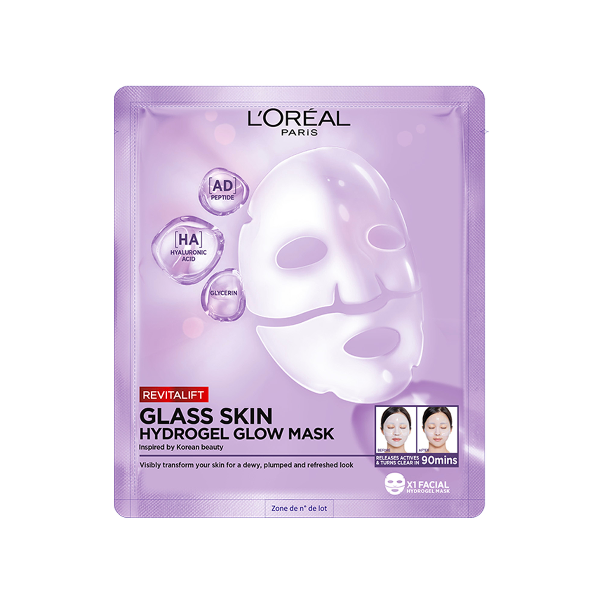 L'Oreal Paris Revitalift Filler Glass Skin Hydrogel Glow Mask 1 each - Image 1