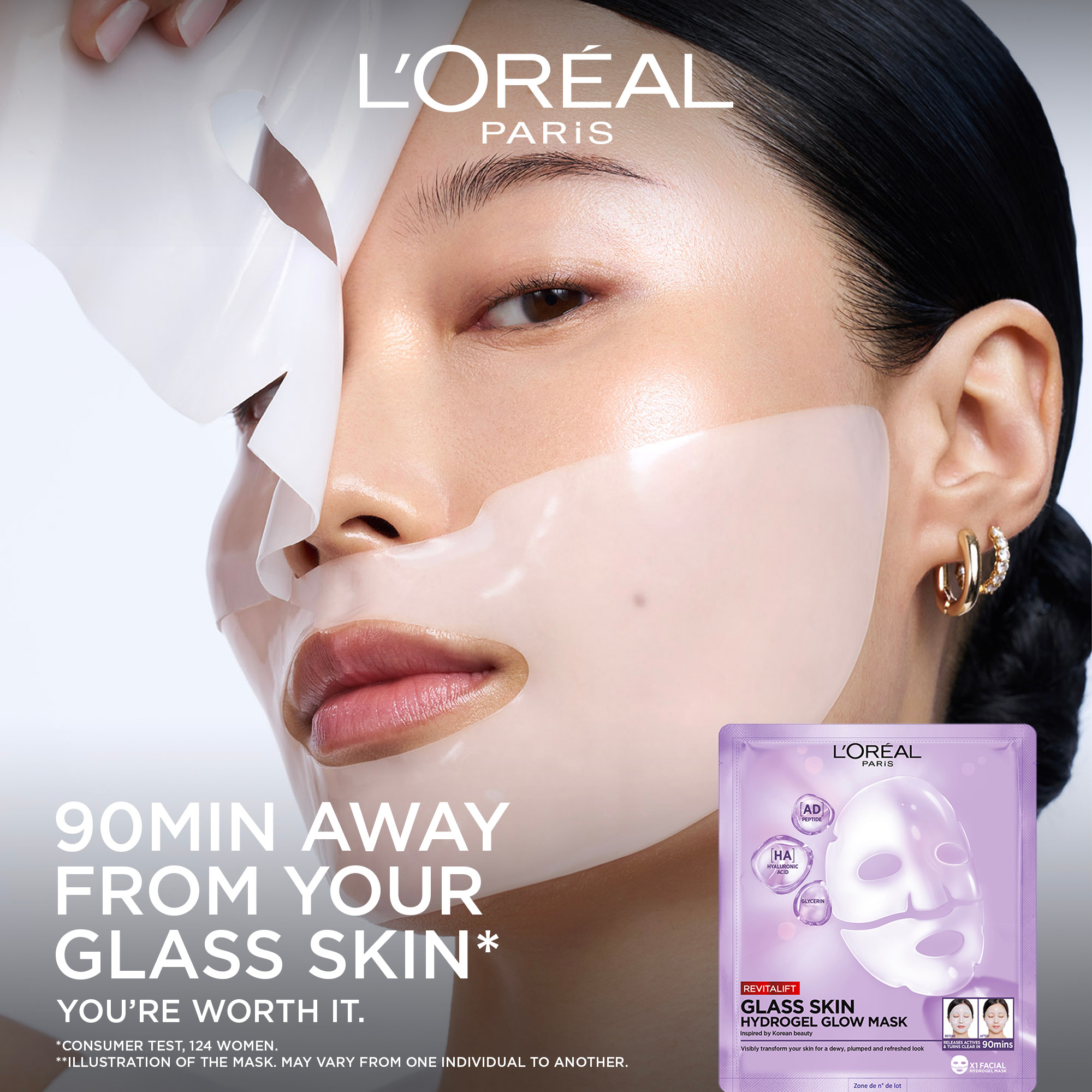 L'Oreal Paris Revitalift Filler Glass Skin Hydrogel Glow Mask 1 each - Image 2
