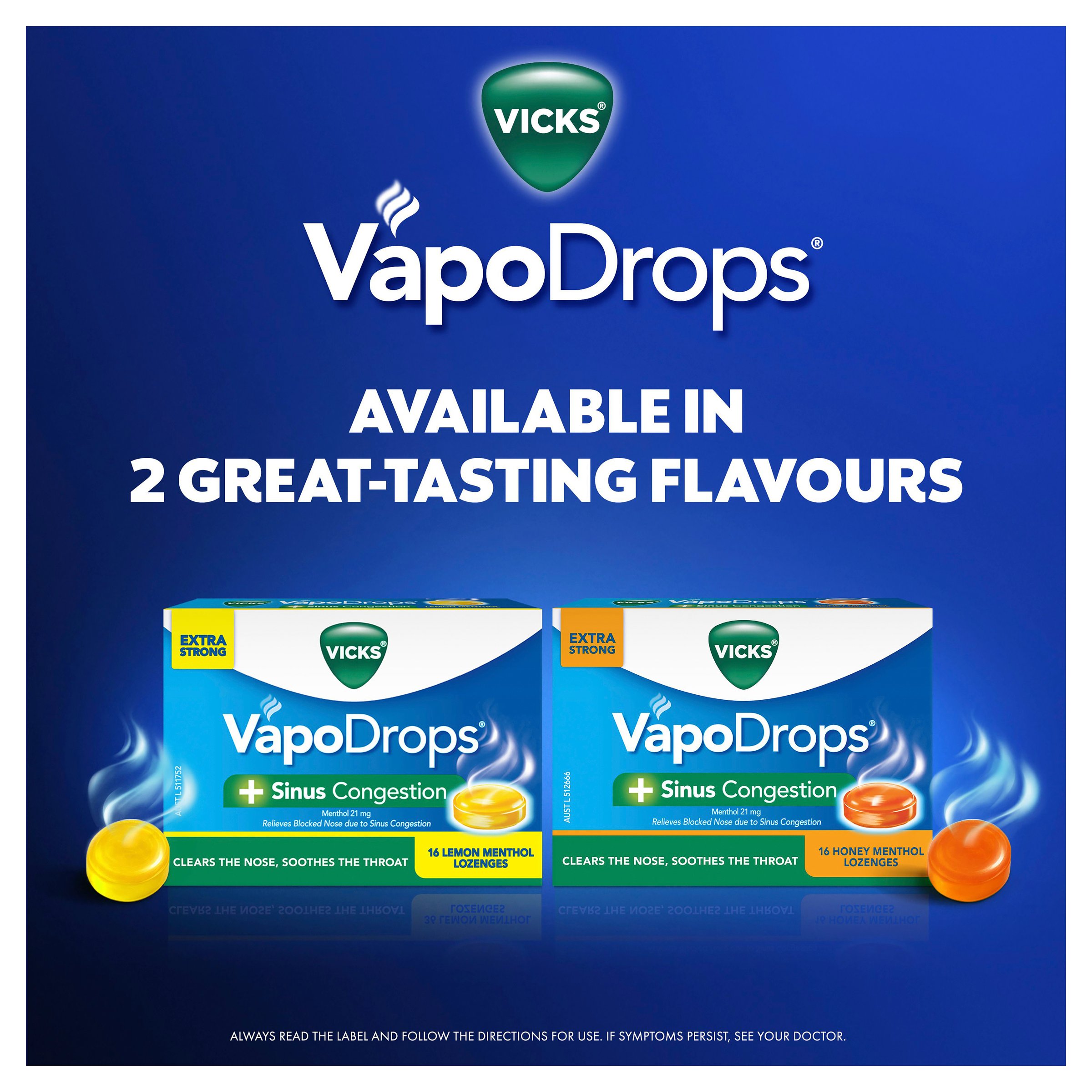 Vicks Vapodrops +Sinus Congestion Honey Menthol 16 Lozenges - Image 3