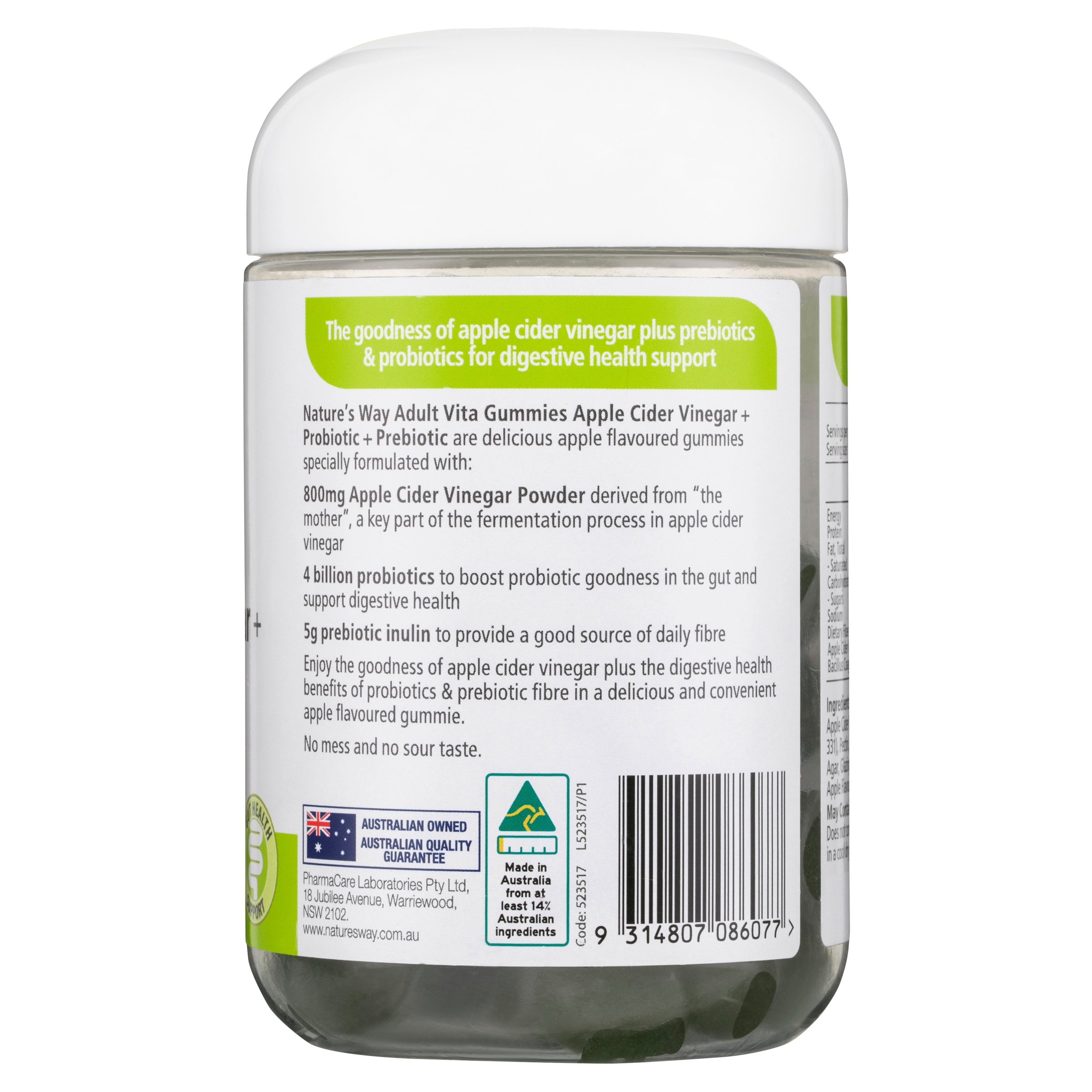 Nature's Way ADVG Apple Cider Vinegar + Prebiotic + Probiotic 50 jellies - Image 3