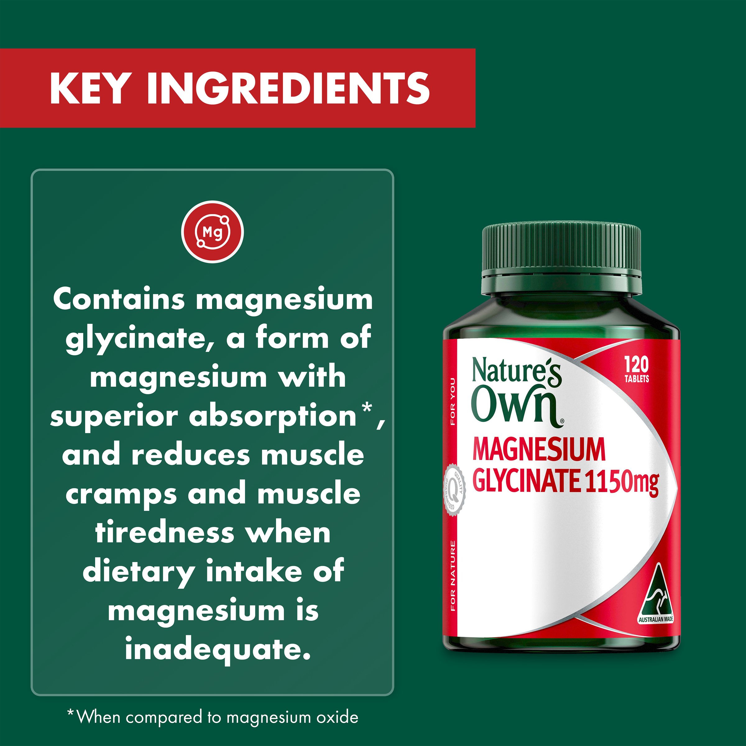 Nature's Own Nature's Own Magnesium Glycinate 1150mg 120 tablets - Image 9