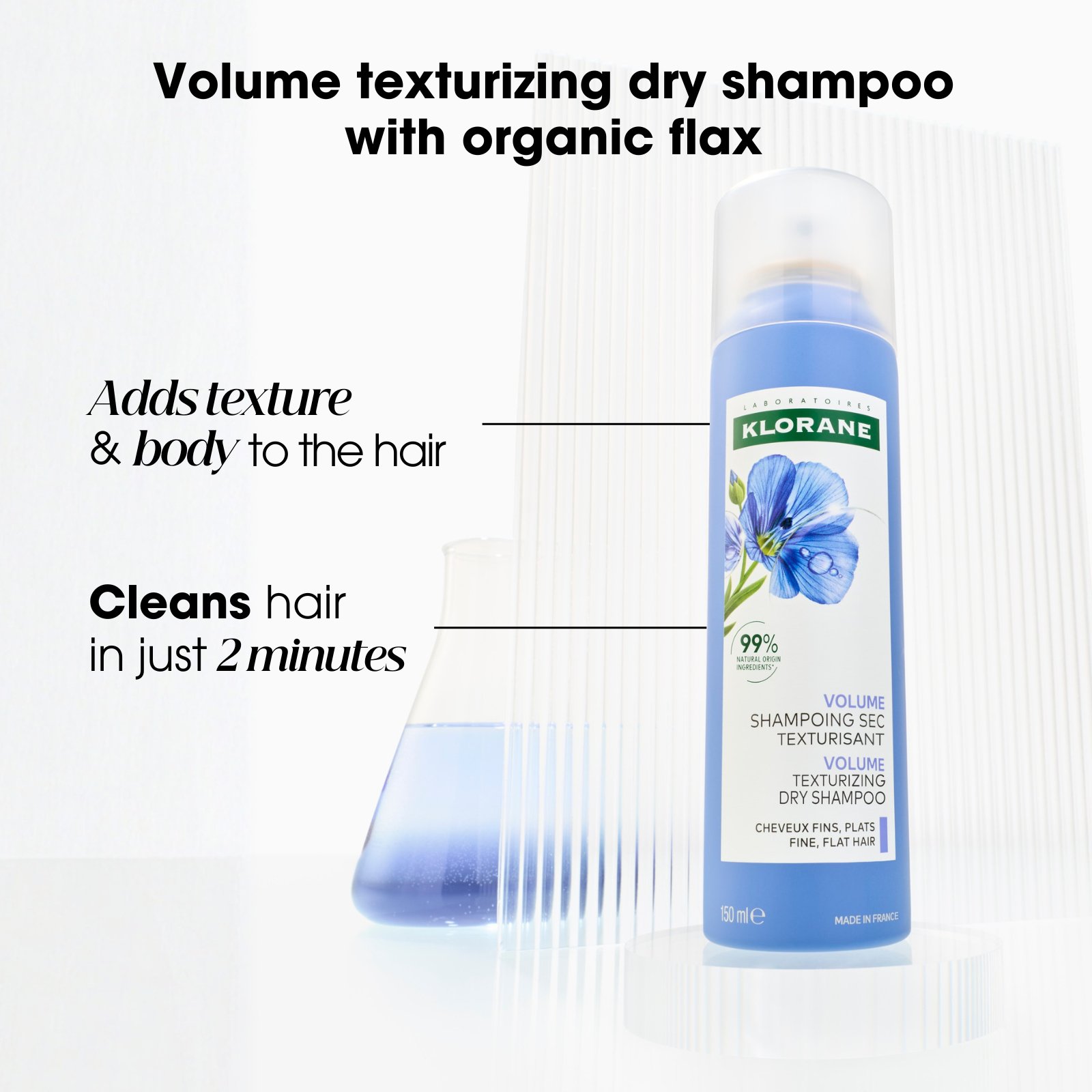 Klorane Volume Texturizing Dry Shampoo With Organic Flax 150ml - Image 7
