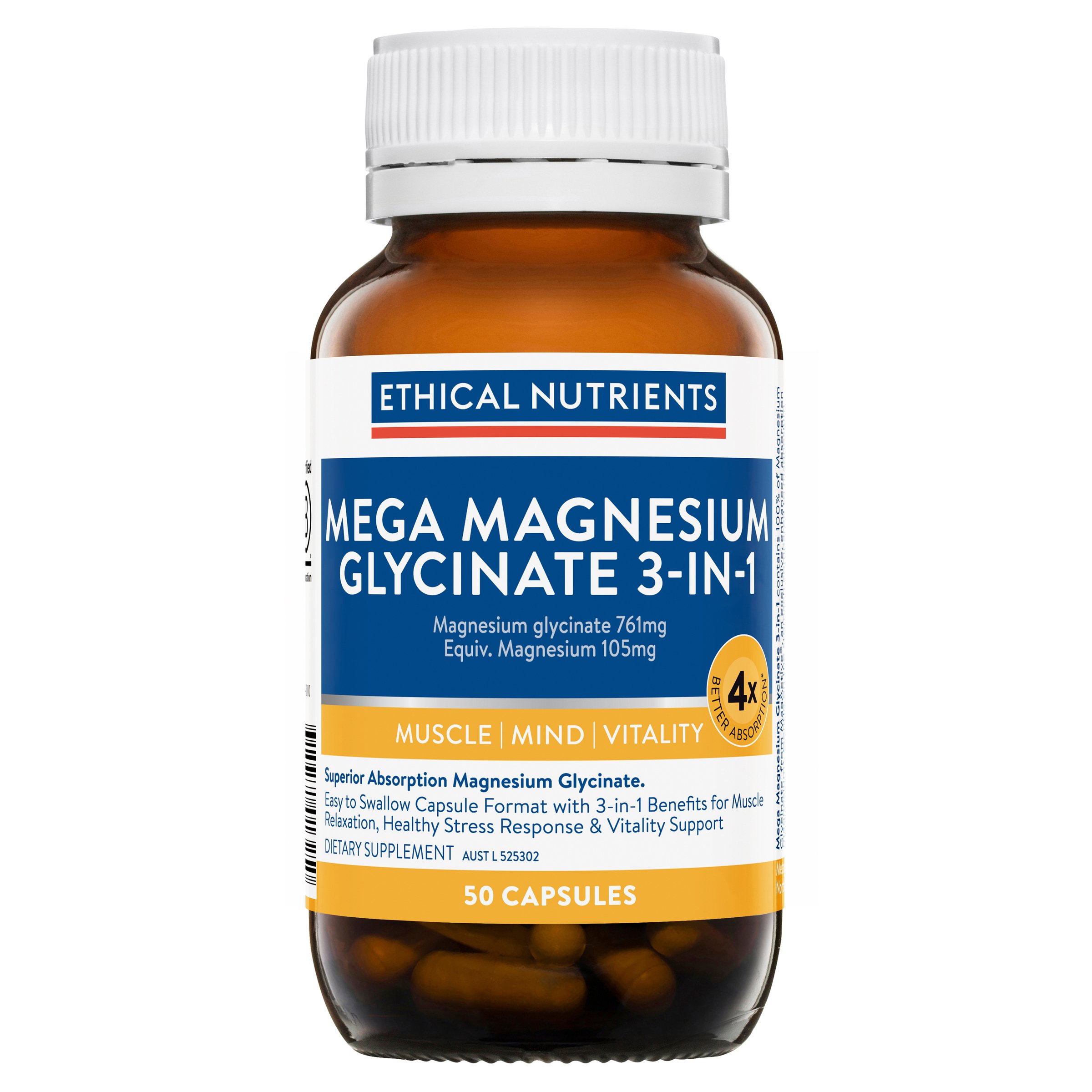Ethical Nutrients Mega Magnesium Glycinate 3-In-1 50 capsule - Image 1