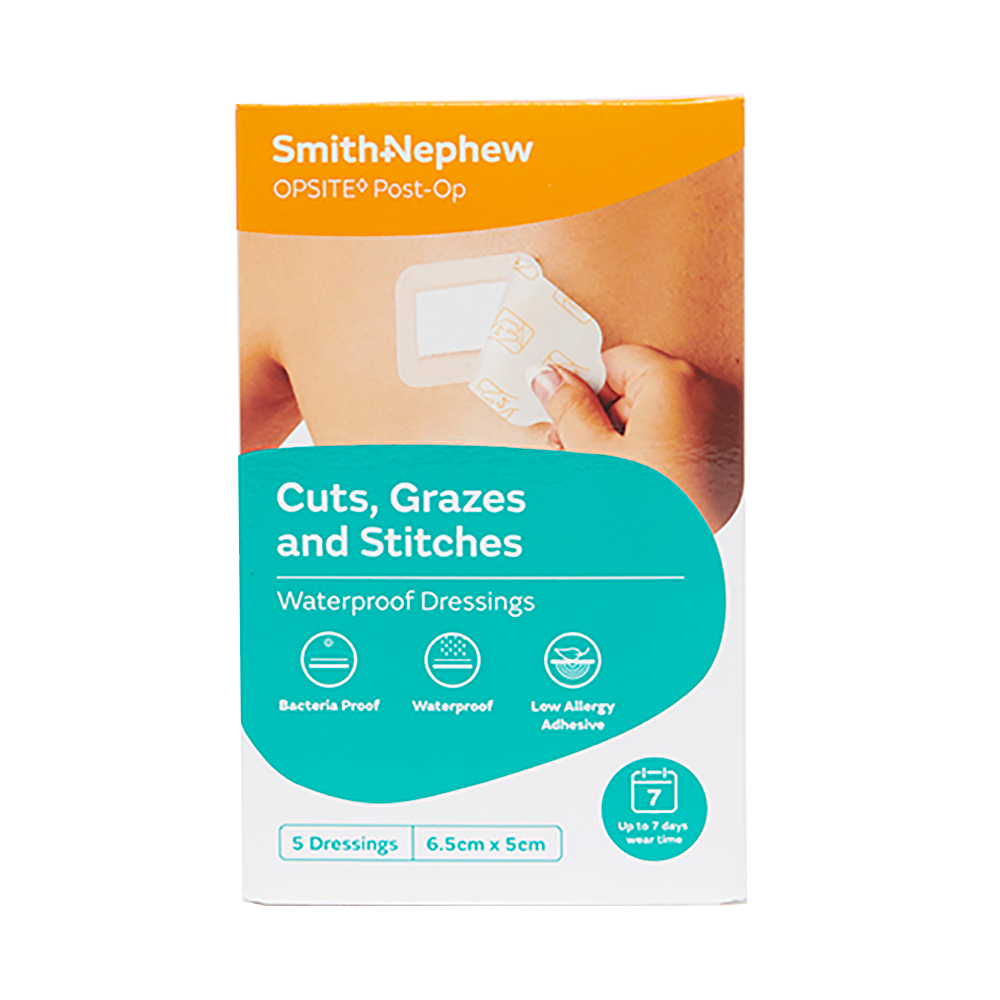 Opsite Post-Op Waterproof Barrier Dressing 6.5cm X 5cm - 5 pack - Image 1