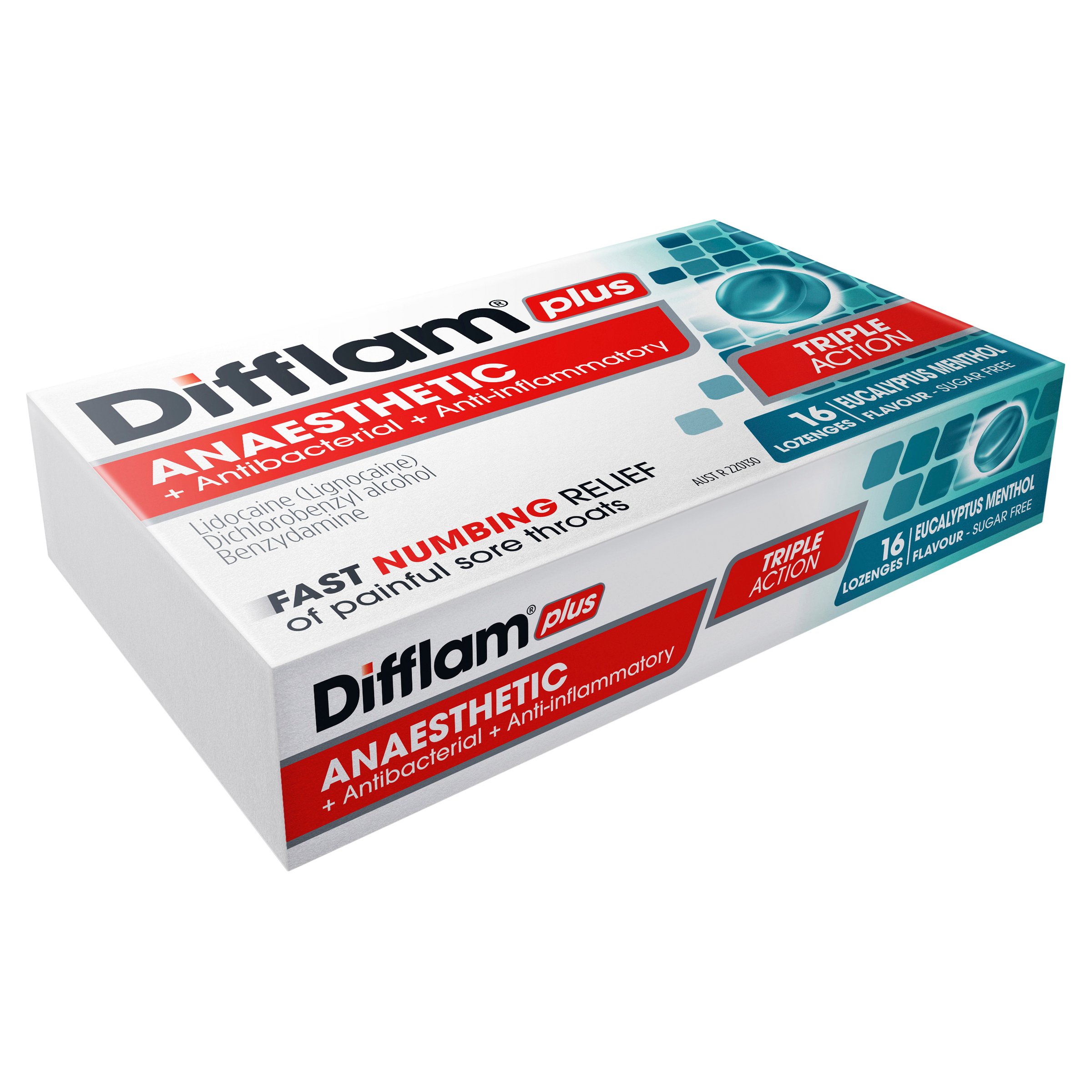 Difflam Plus Anaesthetic Triple Action Menthol & Eucalyptus 16 lozenges - Image 7