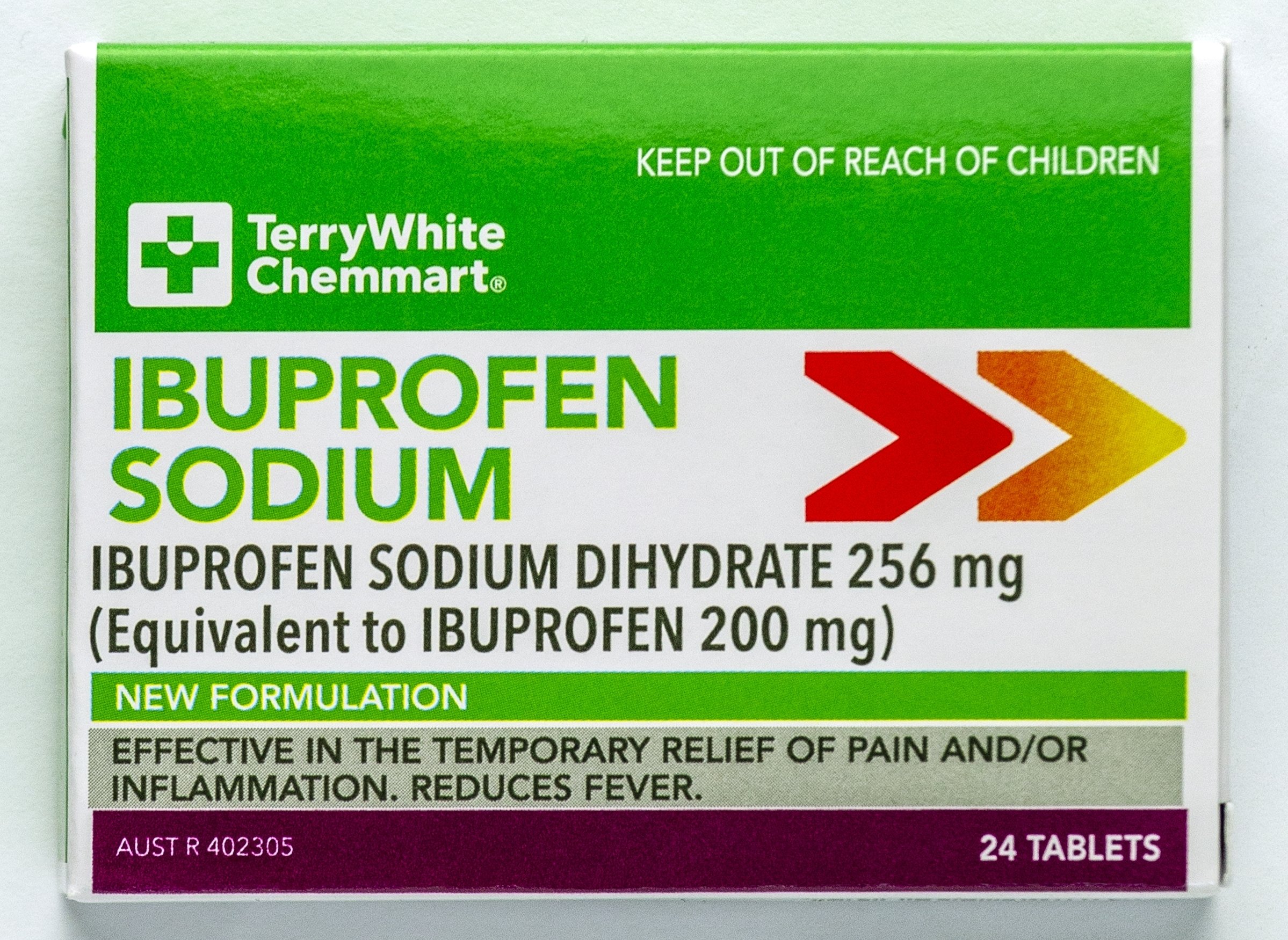 TerryWhite Chemmart Ibuprofen Sodium 256mg - 24 tablets
