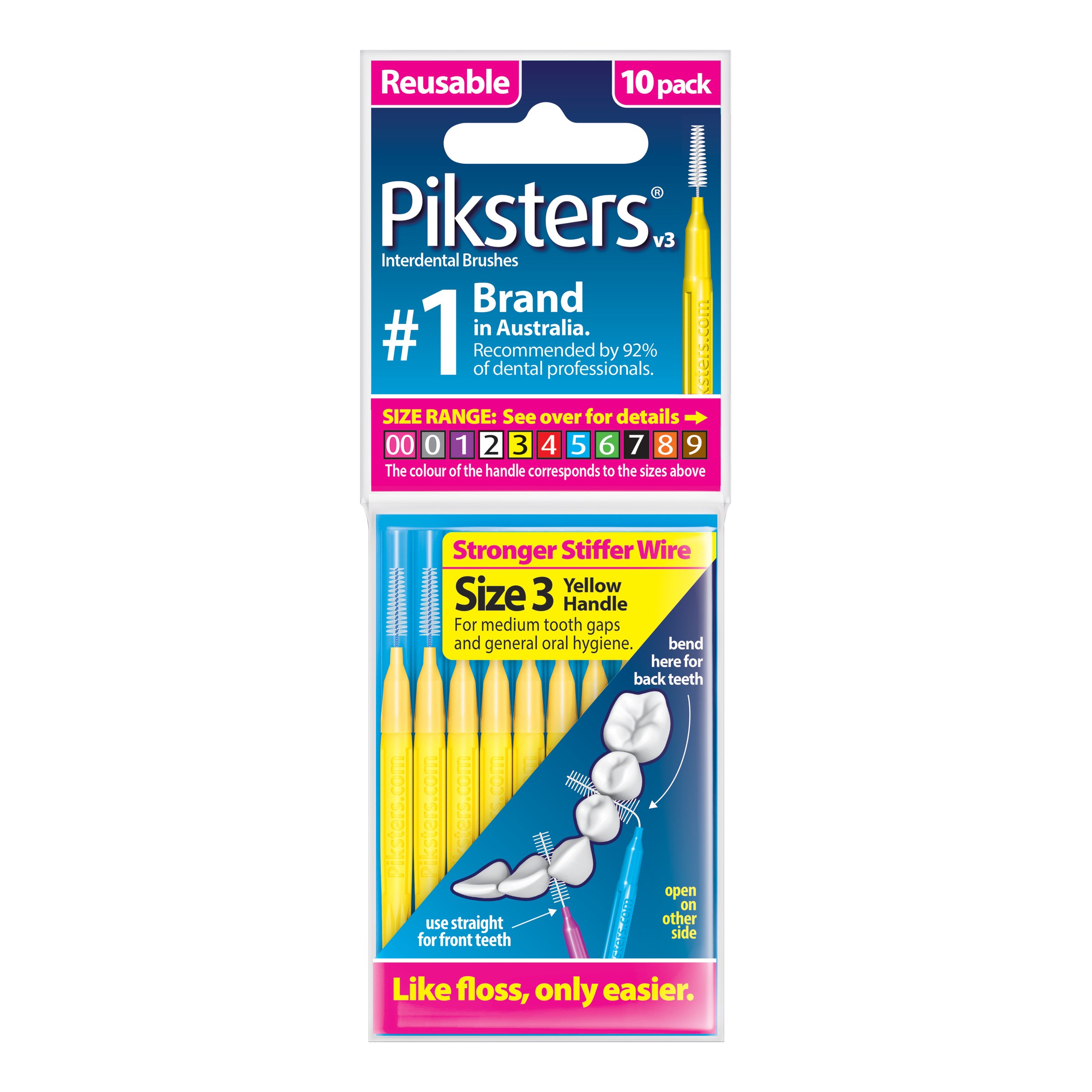 Piksters Interdental Brush Size 3 Yellow 10 pack - Image 1