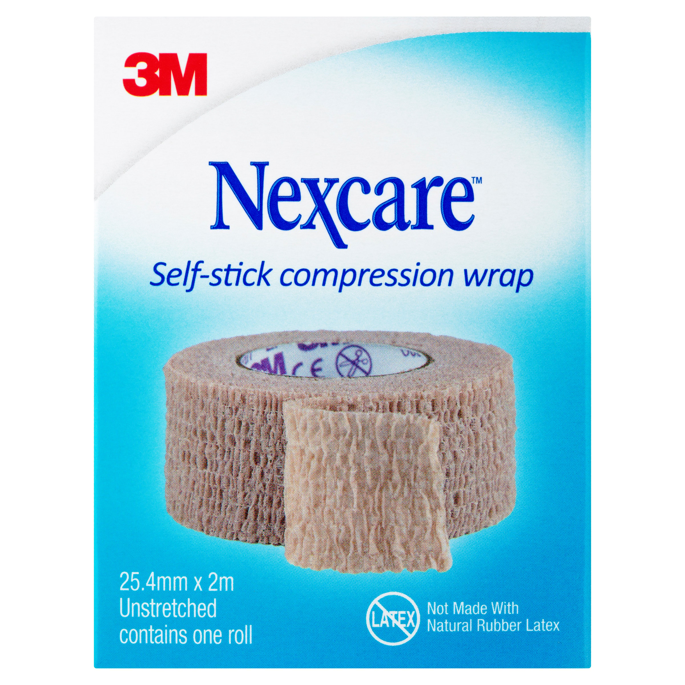 Nexcare Self-Stick Compression Wrap 25mm X 2m - 1 roll - Image 1
