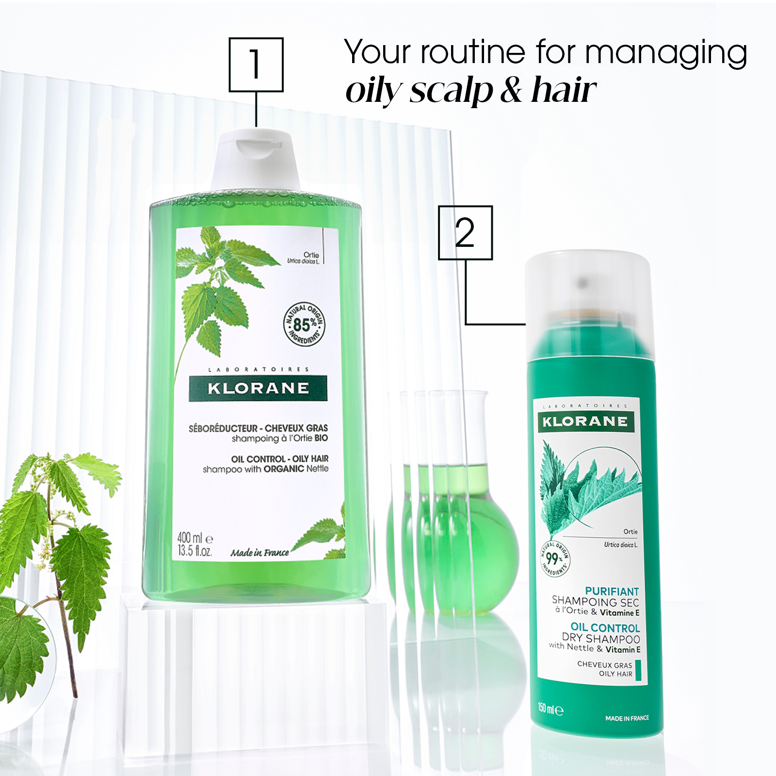 Klorane Oil Control Dry Shampoo With Nettle & Vitamin E - Oily Scalp And Hair 150ml - Image 3