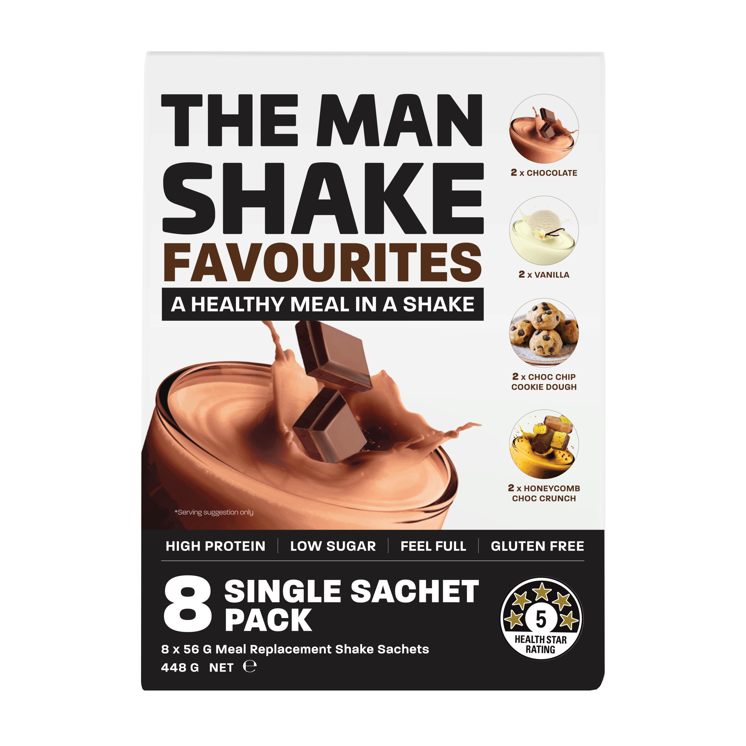The Man Shake Meal Replacement Favourites Variety Pack 8 pack - Image 1