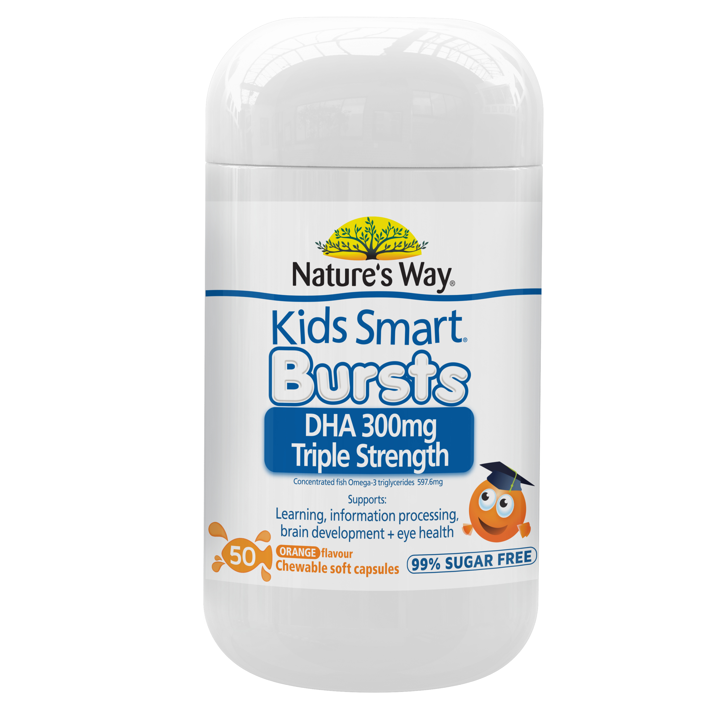 Nature's Way Kids Smart Bursts DHA 300mg Triple Strength 50 chewable capsules - Image 1