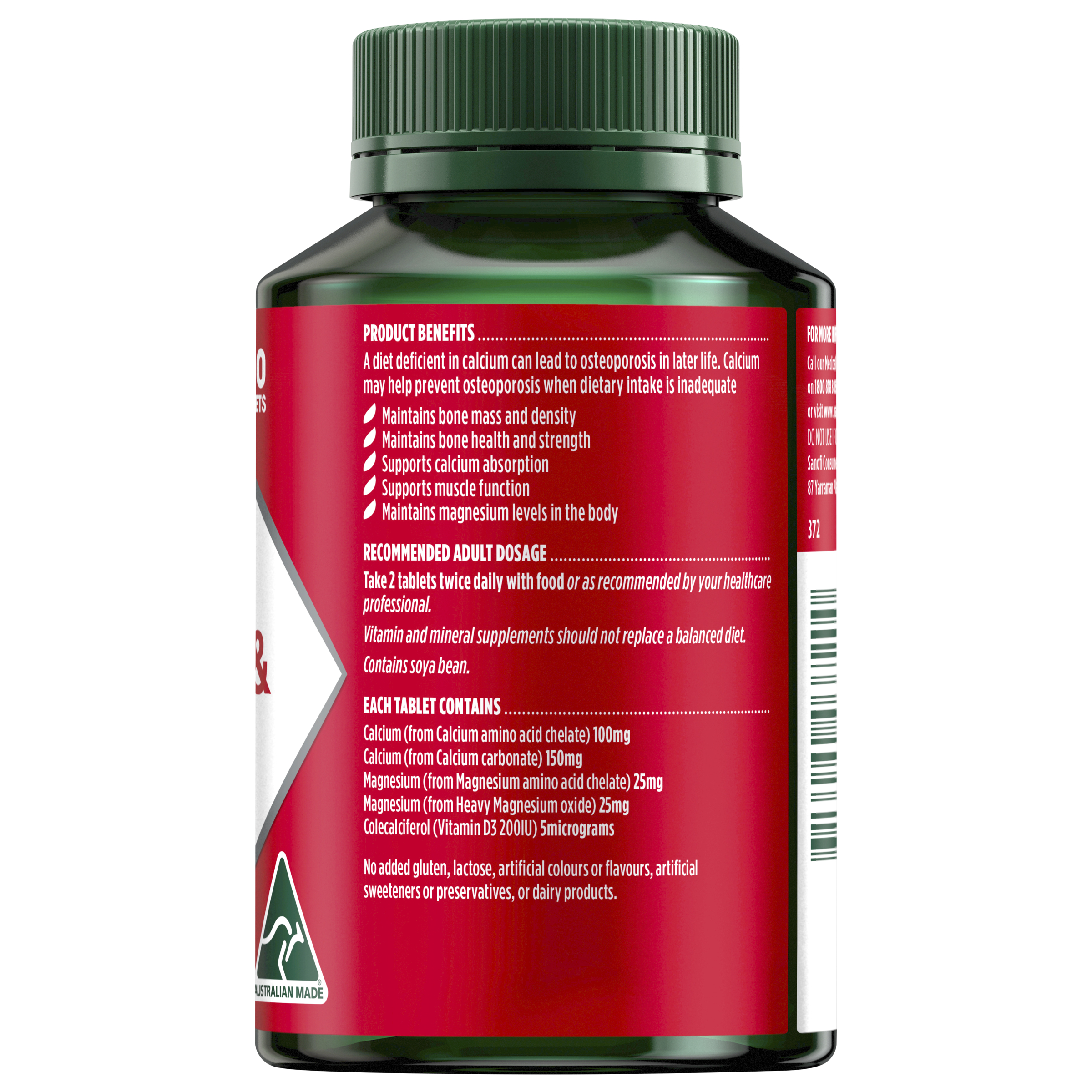 Nature's Own Calcium Magnesium & Vitamin D3 - 120 tablets - Image 2