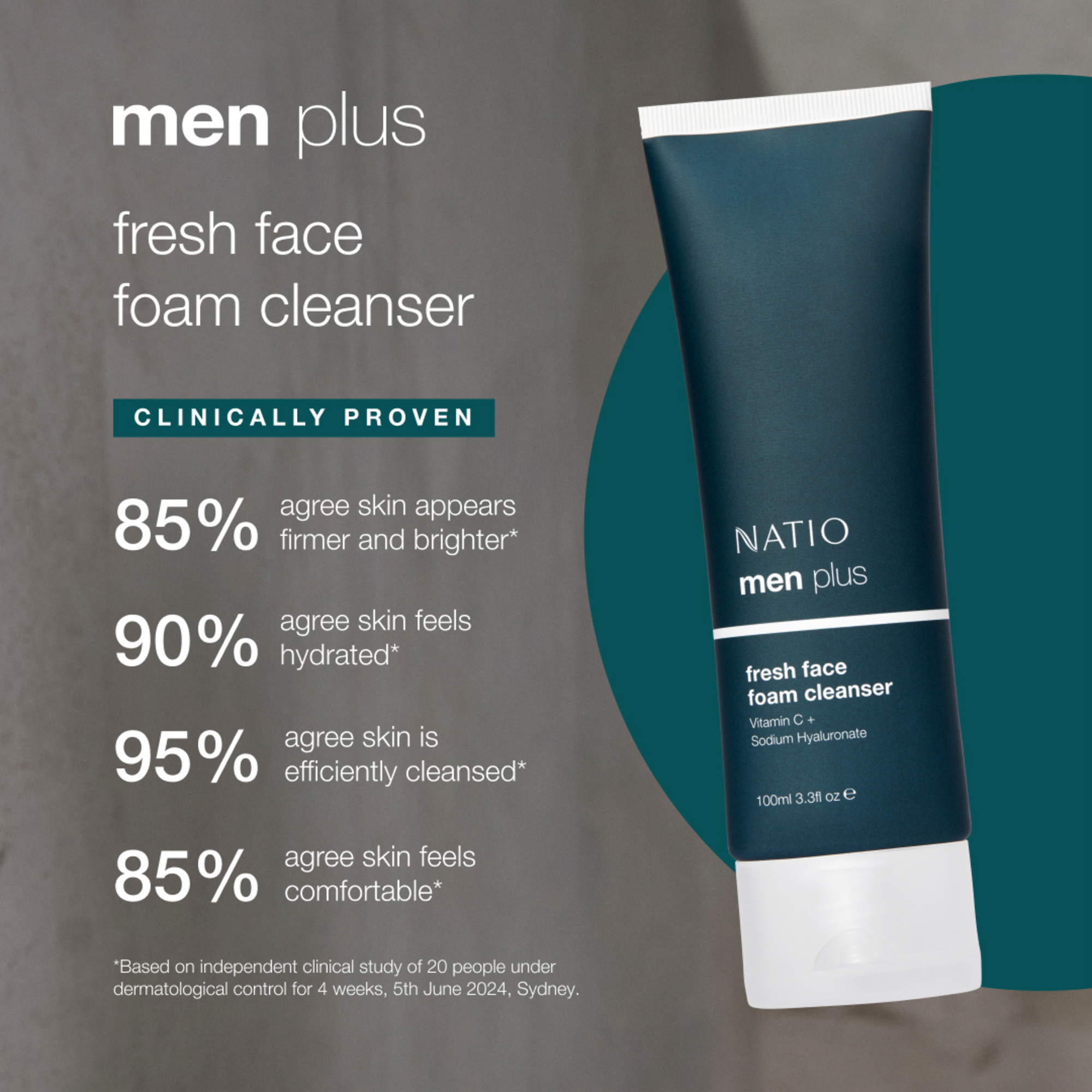 Natio Men Plus Fresh Face Foam Cleanser 100ml - Image 4
