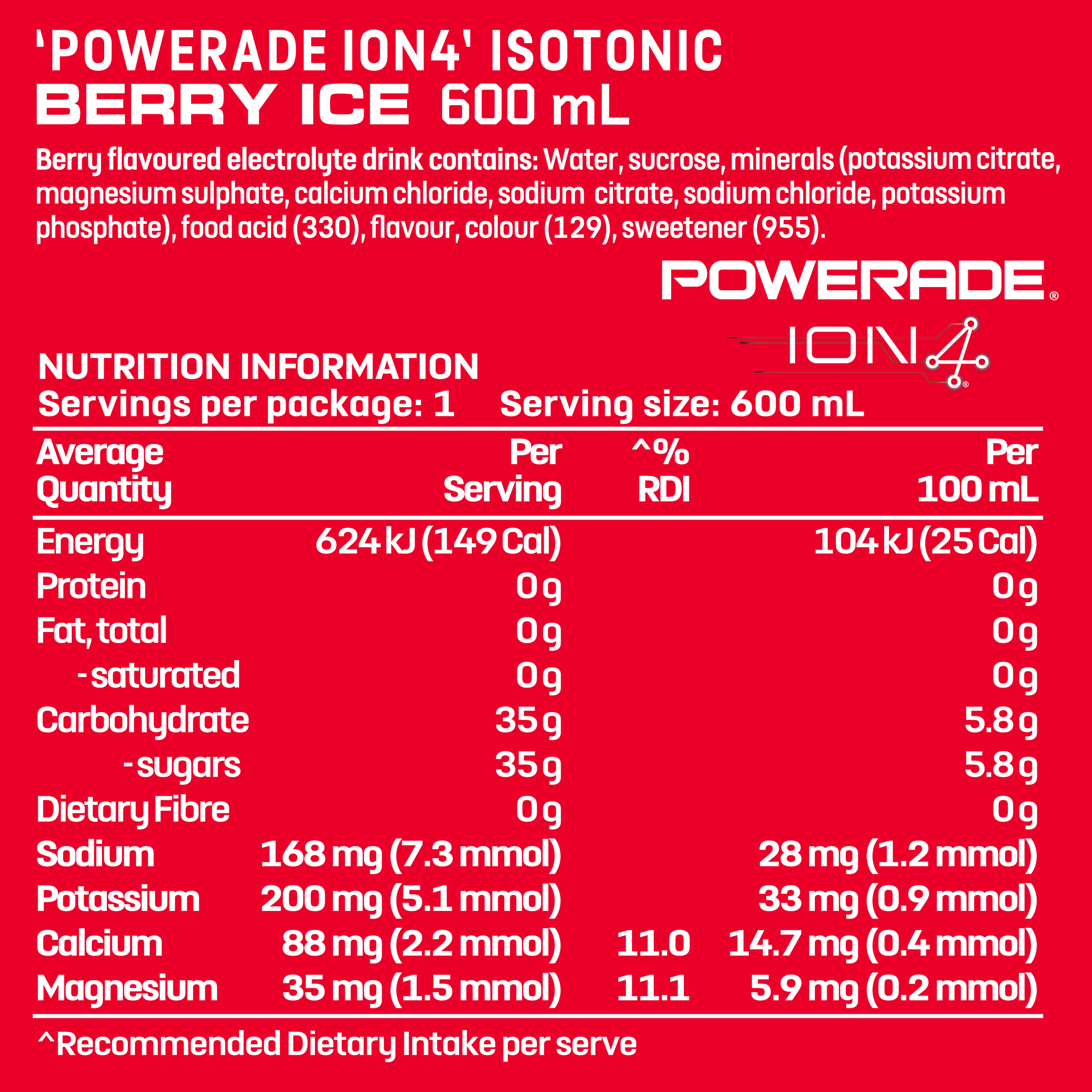 Powerade Isotonic Berry Ice 600ml - Image 2