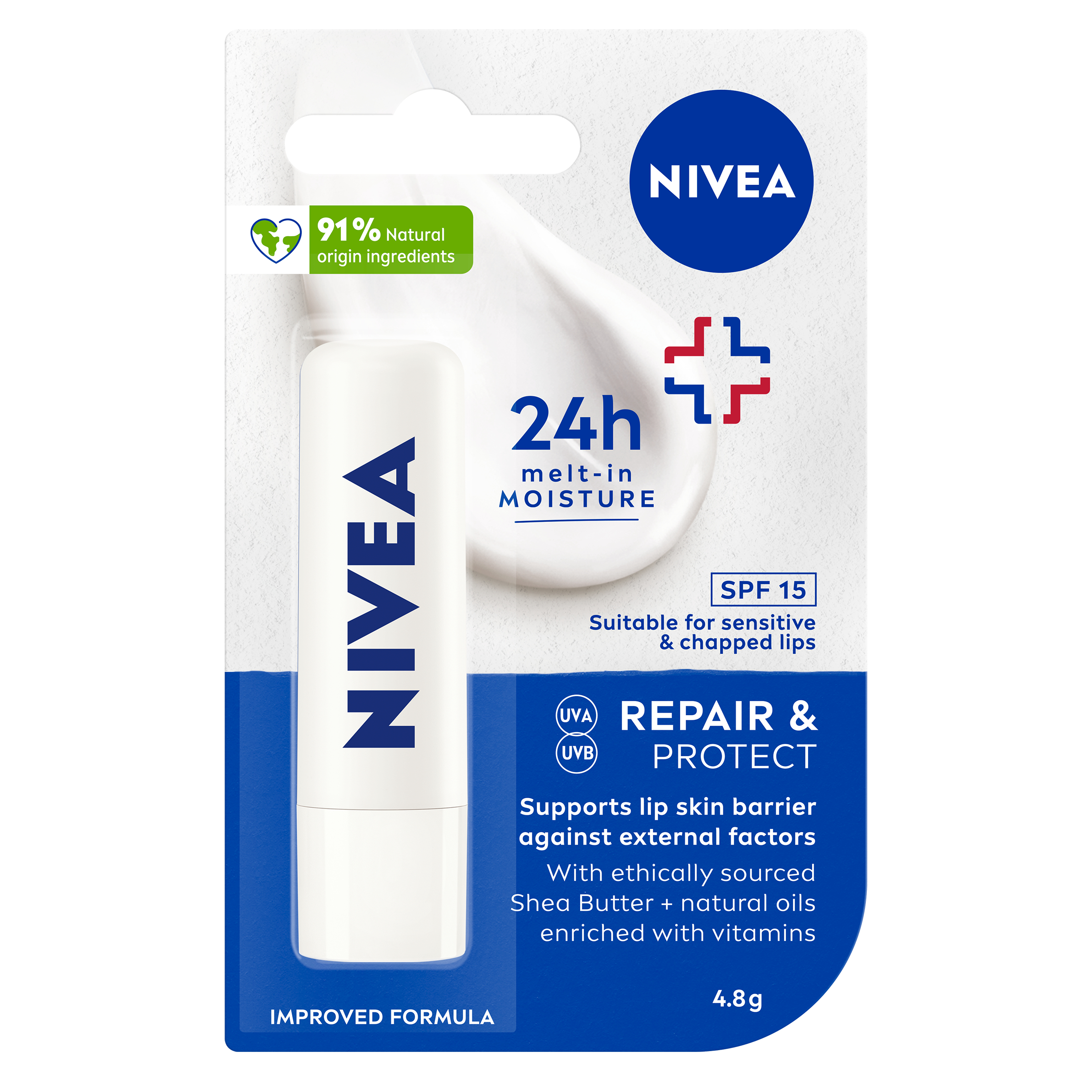 Nivea Repair & Protection Lip Balm SPF15 - 4.8g - Image 1
