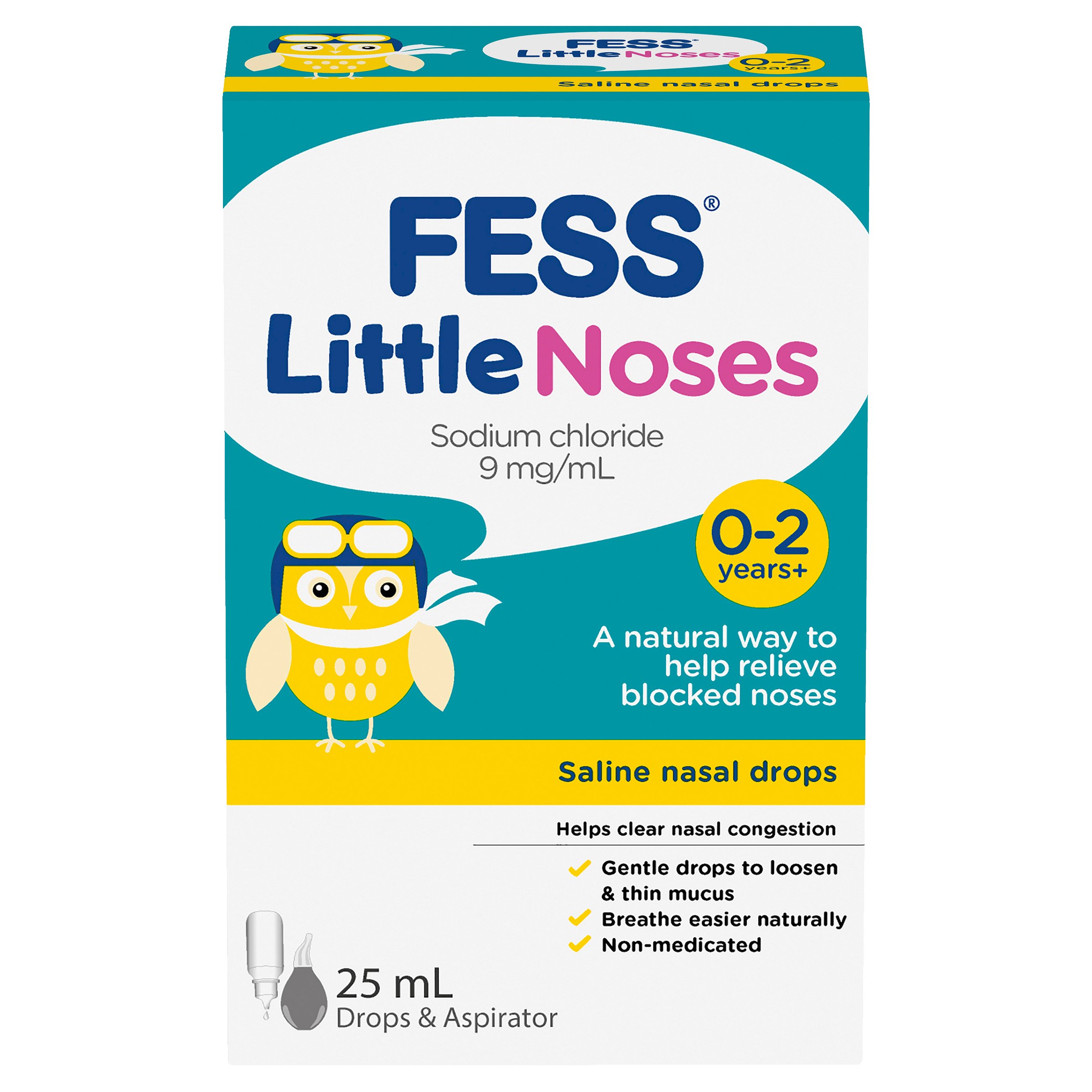 Fess Little Noses Saline Nasal Drops And Aspirator 25ml - Image 1