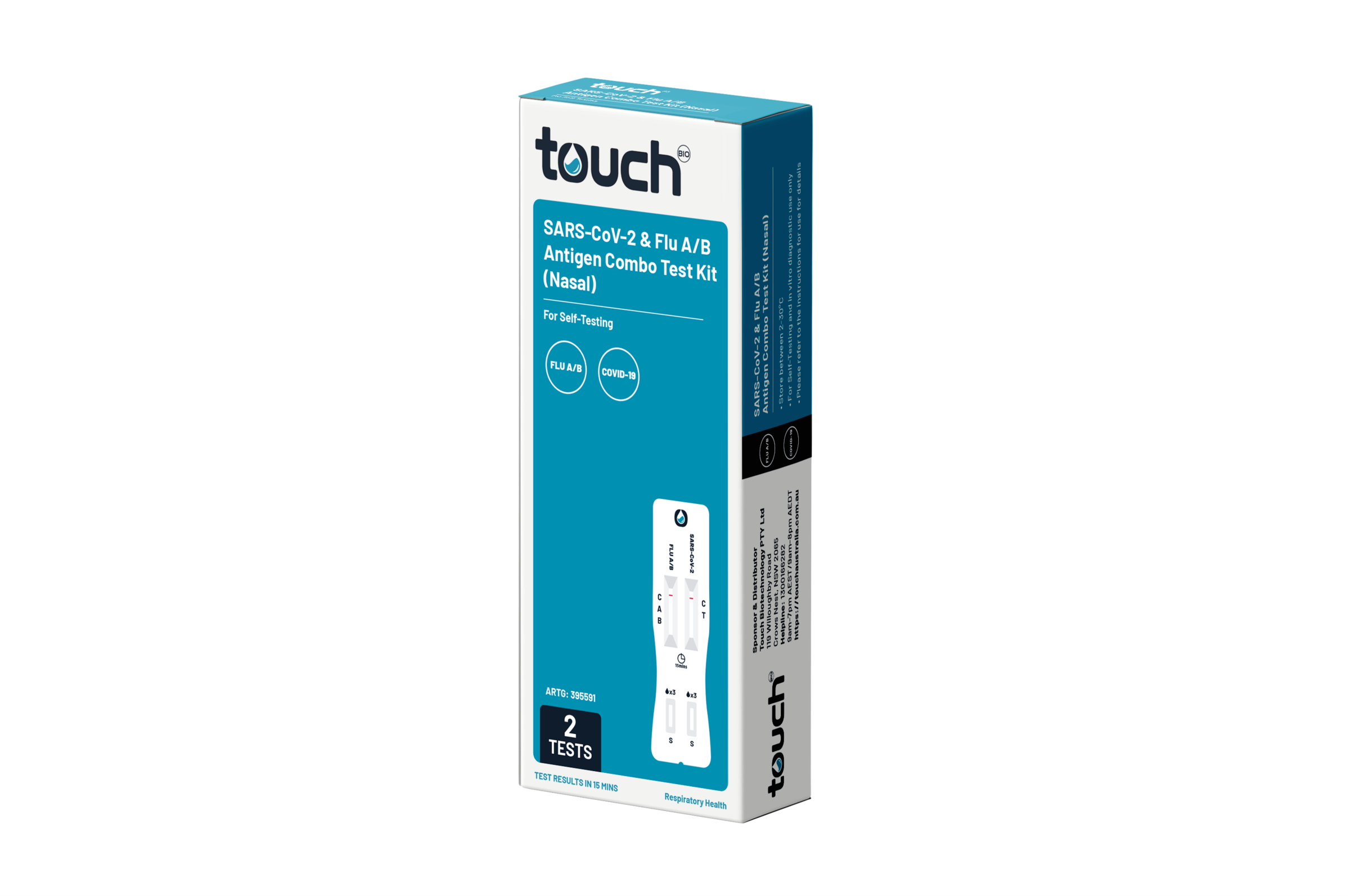 TouchBio 2in1 Flu A/B and COVID-19 Rapid Antigen Self-Testing Kit 2 pack - Image 2