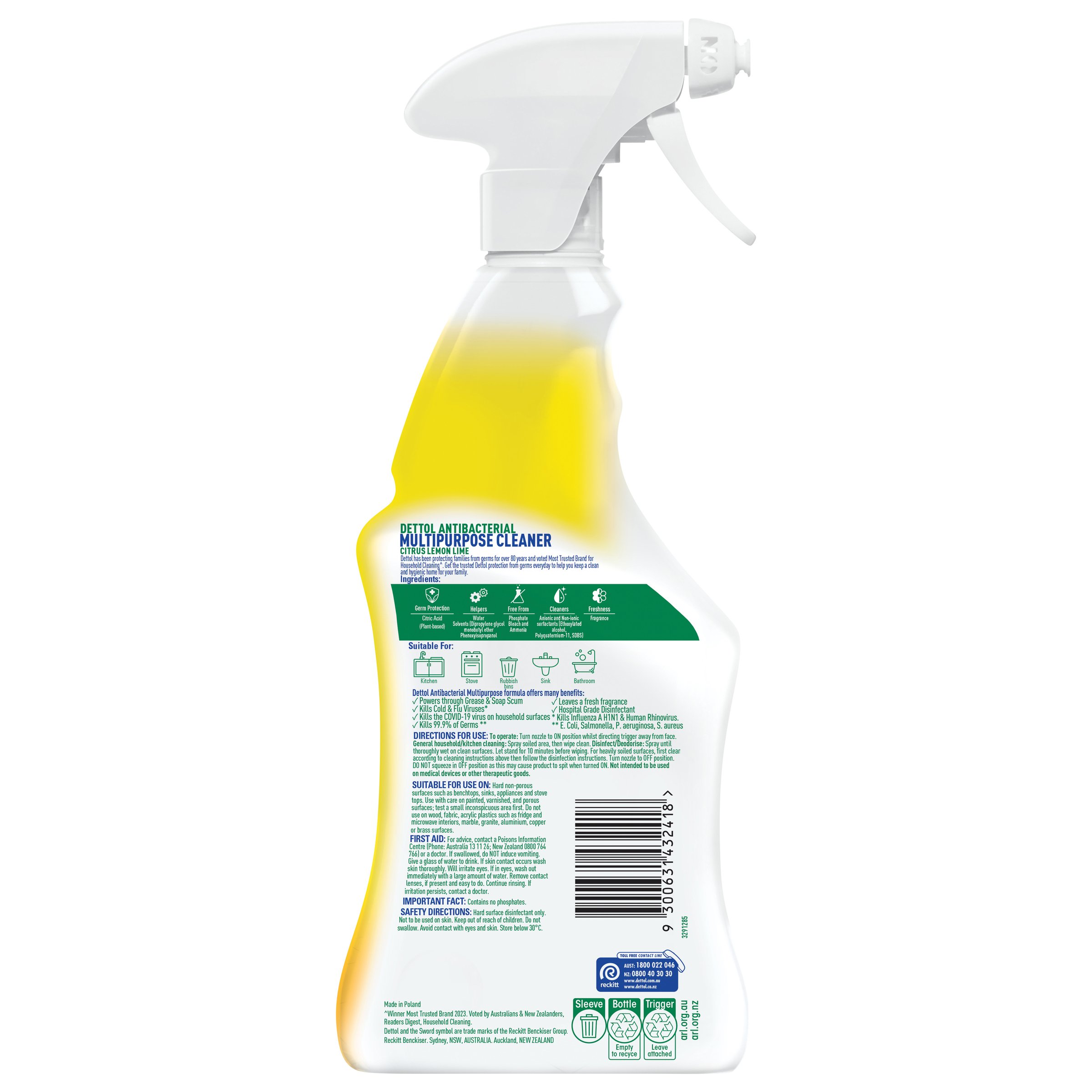 Dettol Multi-Purpose Cleaner Citrus Lemon Lime Trigger 750ml - Image 2