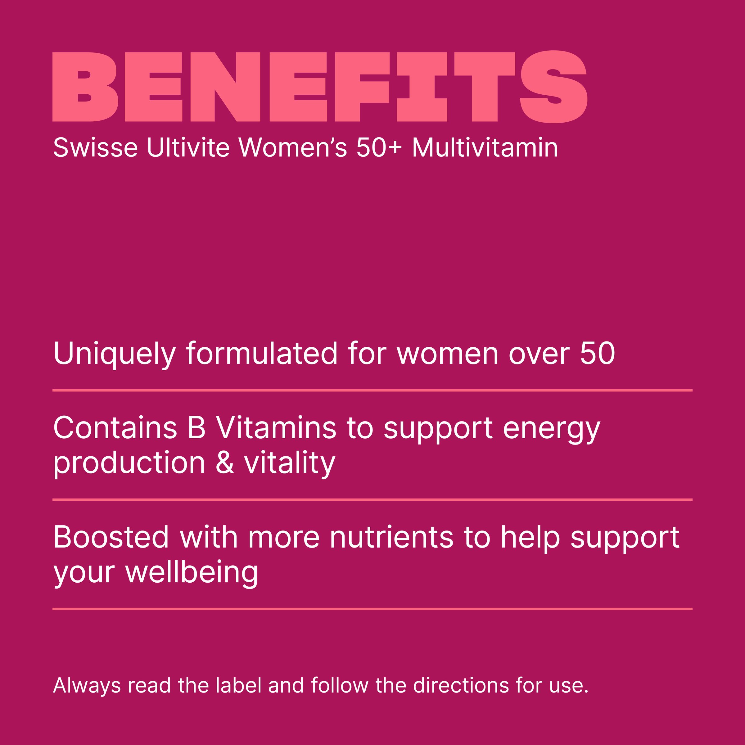 Swisse Ultivite Women's 50 + Multivitamin 90 tablets - Image 4