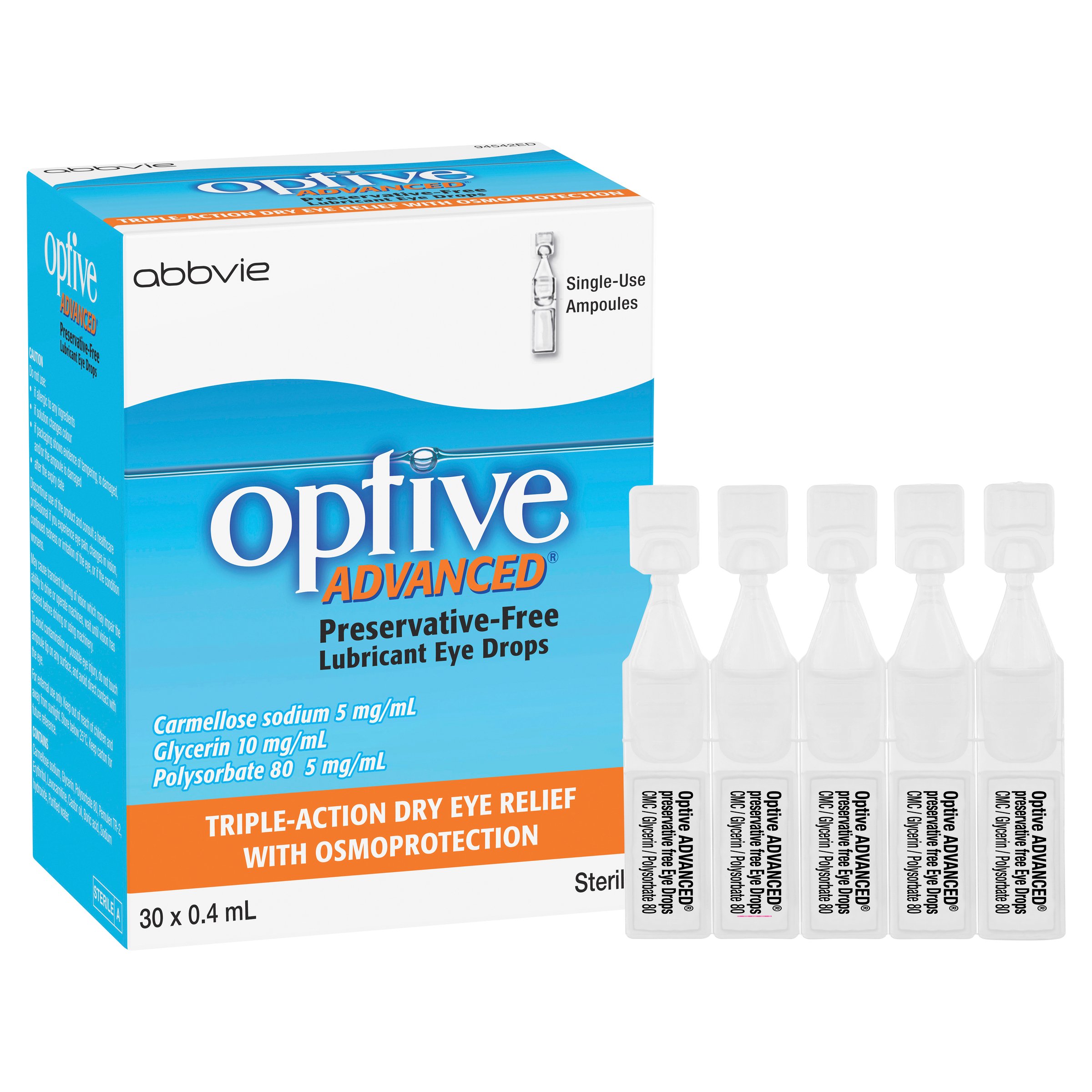 Optive Advanced Lubricant Eye Drops 0.4ml x 30 vials - Image 6