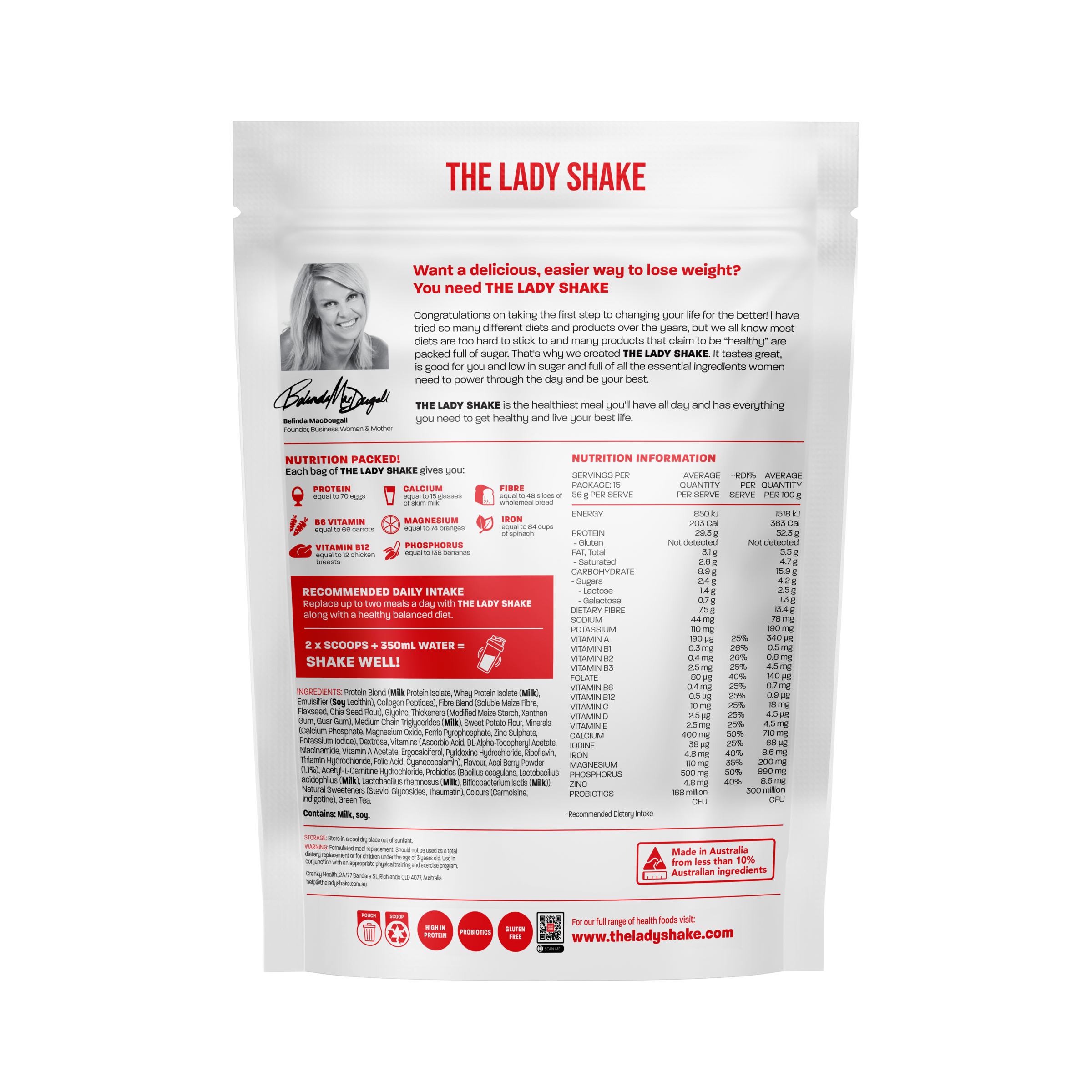 The Lady Shake Meal Replacement Mixed Berries 840g - Image 2
