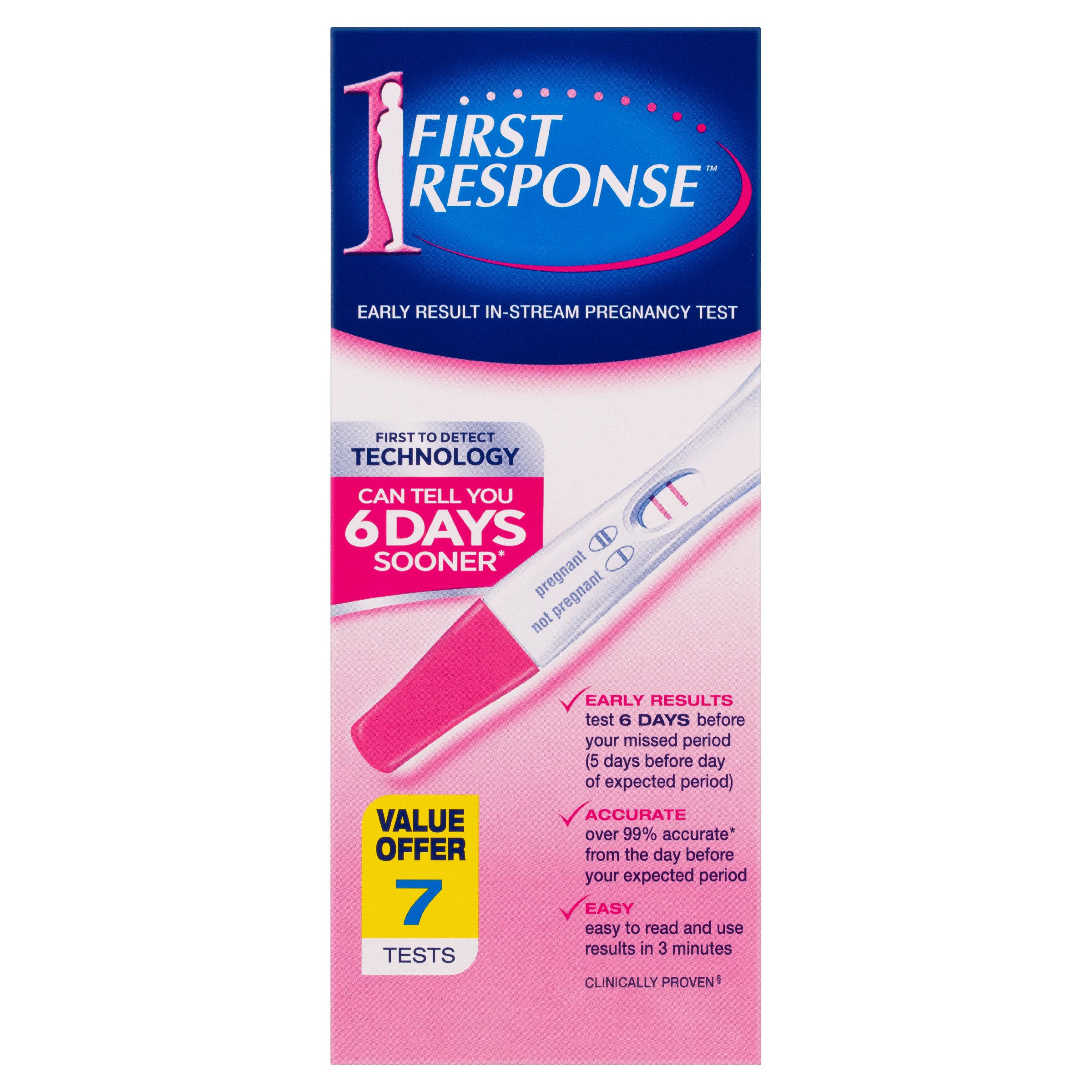 First Response Pregnancy Test 6 Plus 1 Instream Value Pack 1 each - Image 1