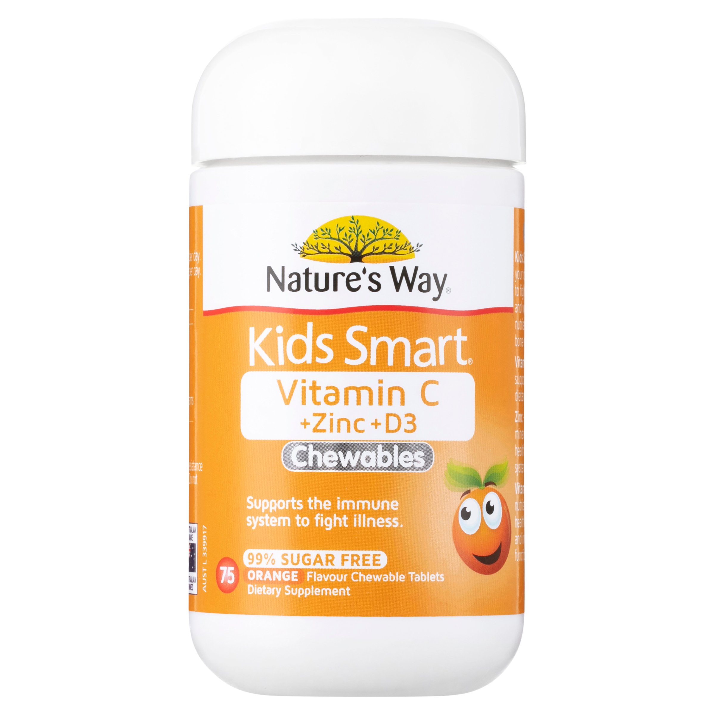 Nature's Way Kids Smart Vitamin C + Zinc + D3 - 75 chewable tablets - Image 1